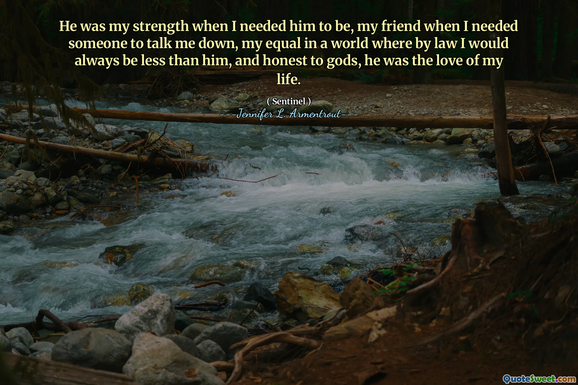 He was my strength when I needed him to be, my friend when I needed someone to talk me down, my equal in a world where by law I would always be less than him, and honest to gods, he was the love of my life.