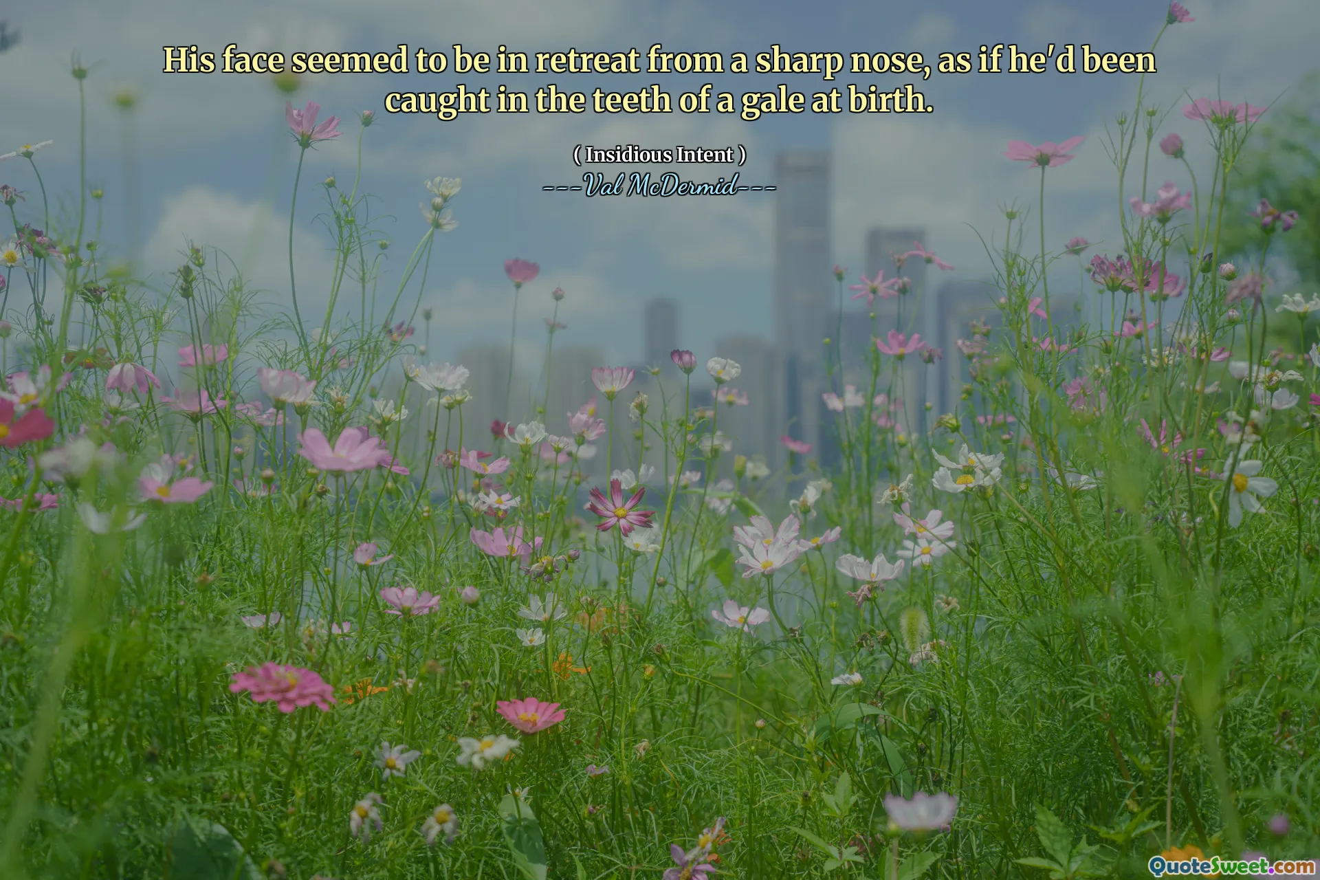 His face seemed to be in retreat from a sharp nose, as if he'd been caught in the teeth of a gale at birth.