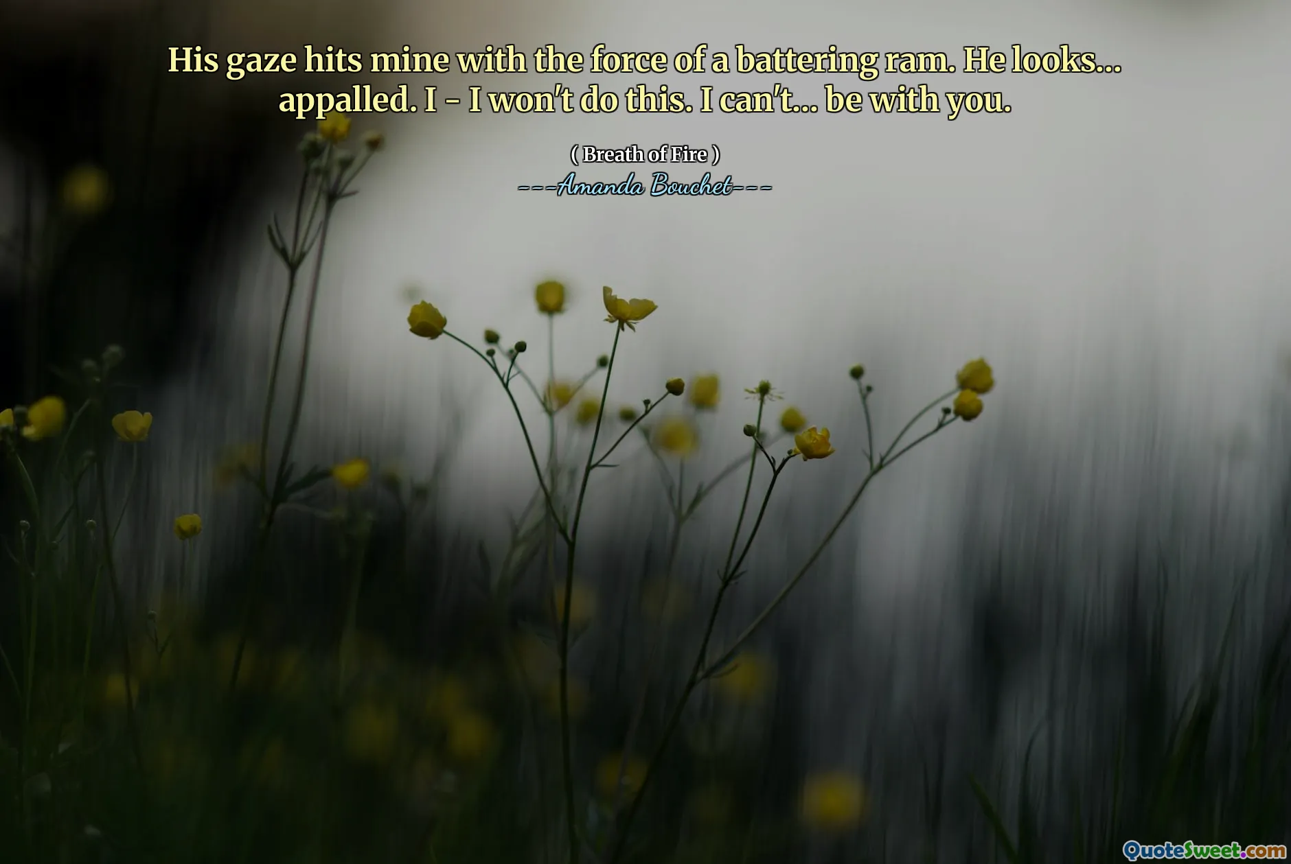 His gaze hits mine with the force of a battering ram. He looks… appalled. I - I won't do this. I can't… be with you.