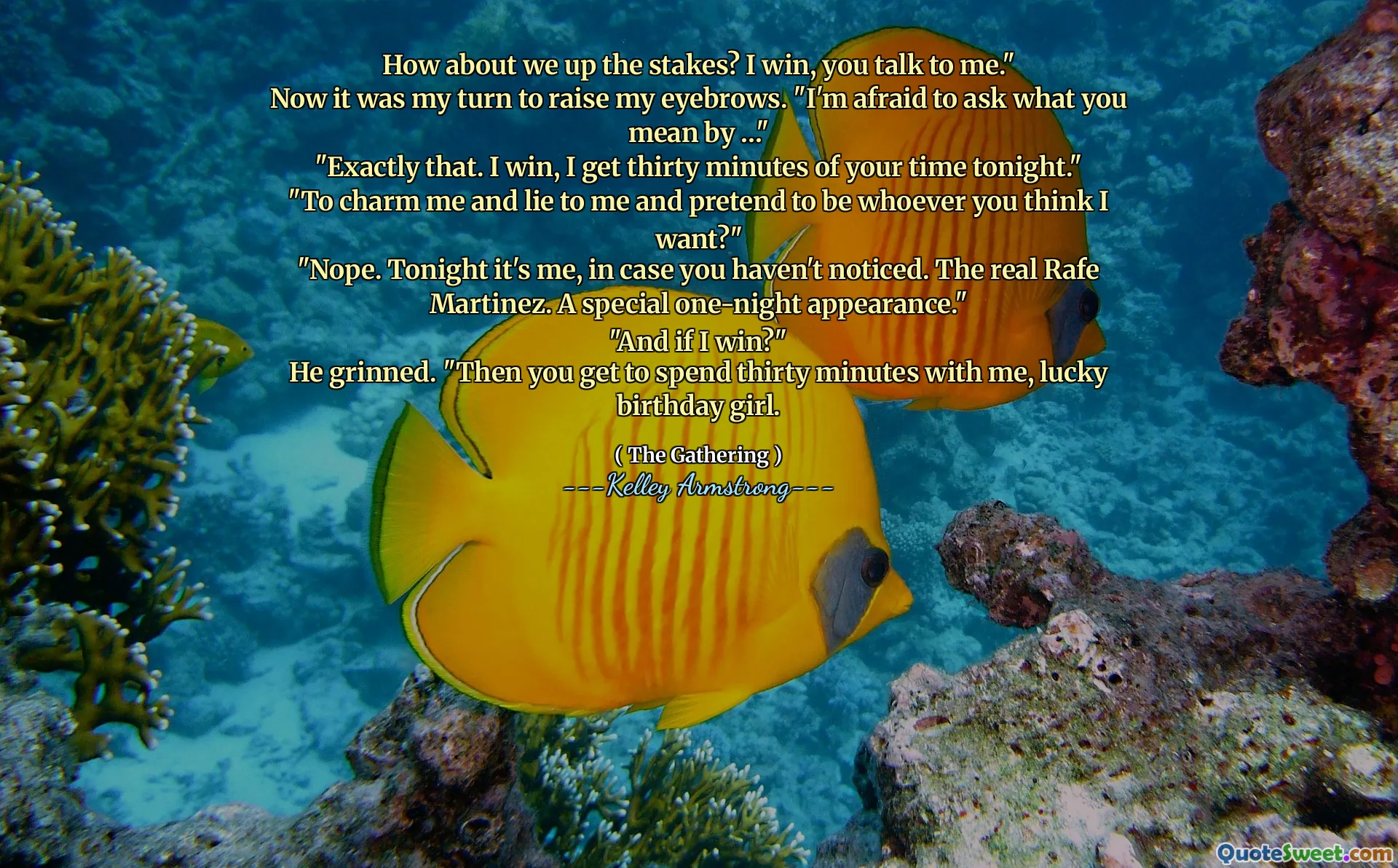 How about we up the stakes? I win, you talk to me."
Now it was my turn to raise my eyebrows. "I'm afraid to ask what you mean by …"
"Exactly that. I win, I get thirty minutes of your time tonight."
"To charm me and lie to me and pretend to be whoever you think I want?"
"Nope. Tonight it's me, in case you haven't noticed. The real Rafe Martinez. A special one-night appearance."
"And if I win?"
He grinned. "Then you get to spend thirty minutes with me, lucky birthday girl.