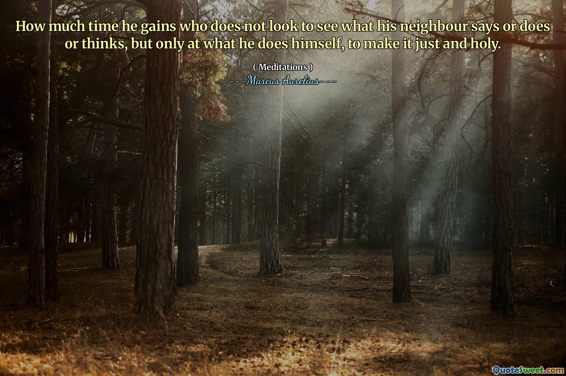 How much time he gains who does not look to see what his neighbour says or does or thinks, but only at what he does himself, to make it just and holy.