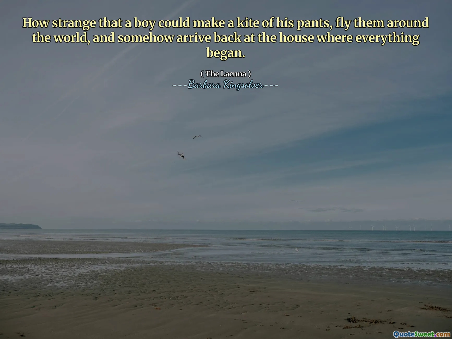 少年がズボンのkitを作って、世界中を飛ばし、どういうわけかすべてが始まった家に戻ってくることができるということです。