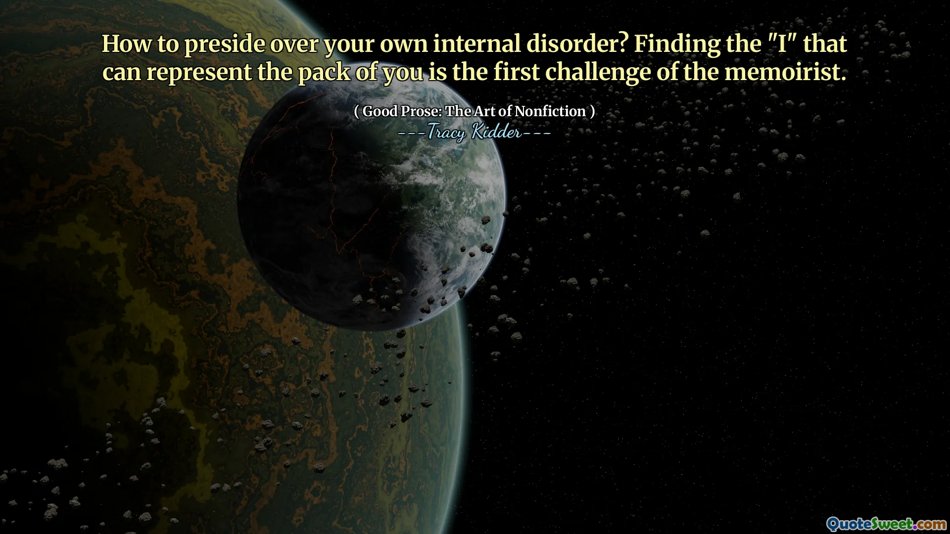 Hvordan preside over din egen interne lidelse? Å finne "jeg" som kan representere pakken til deg er memoaristenes første utfordring.