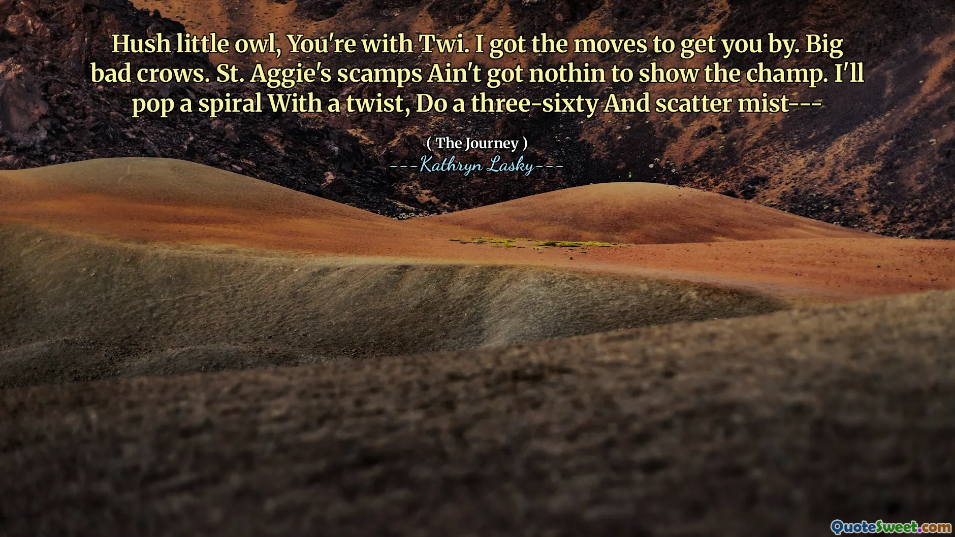 Hush Little Owl, você está com TWI. Eu tenho os movimentos para você passar por você. Big Bad Crows. Os Scamps de St. Aggie não têm nada para mostrar o campeão. Vou colocar uma espiral com um toque, fazer uma névoa de três sexty e dispersão ---