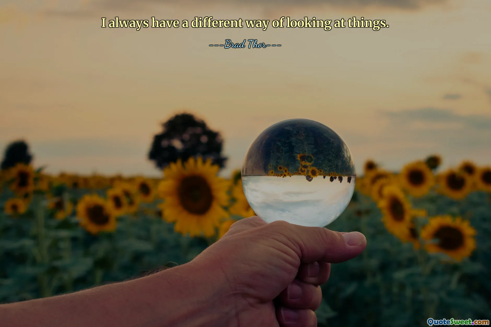 I always have a different way of looking at things.