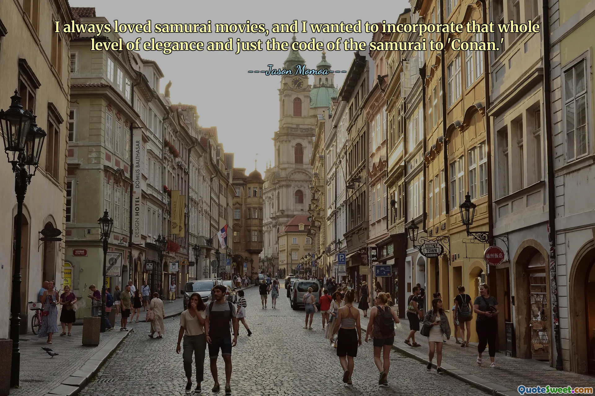 Întotdeauna mi-au plăcut filmele cu samurai și am vrut să încorporez acel nivel de eleganță și doar codul samuraiului în „Conan”.