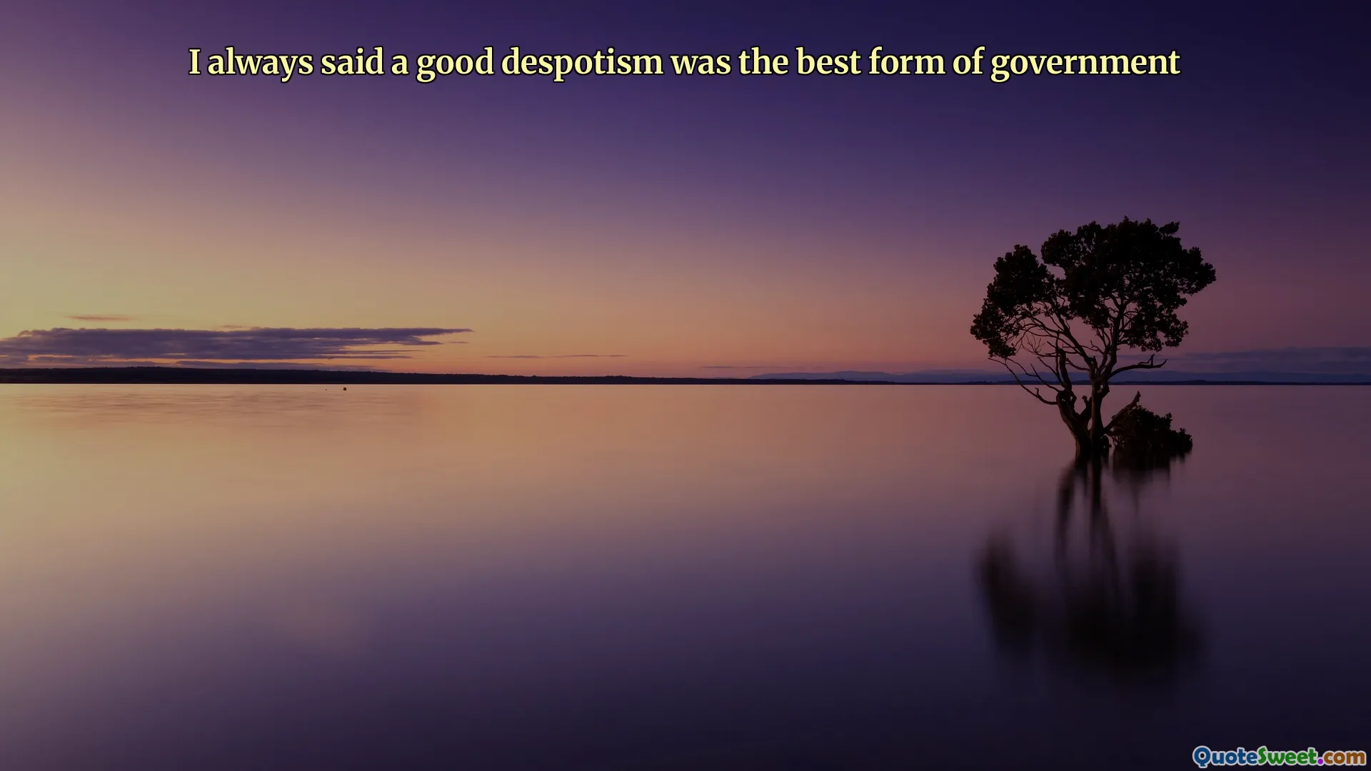 I always said a good despotism was the best form of government