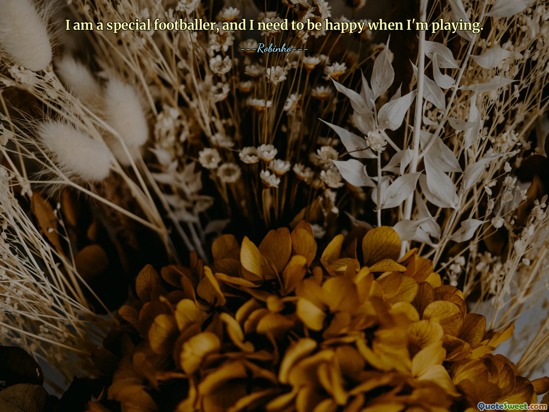 I am a special footballer, and I need to be happy when I'm playing.