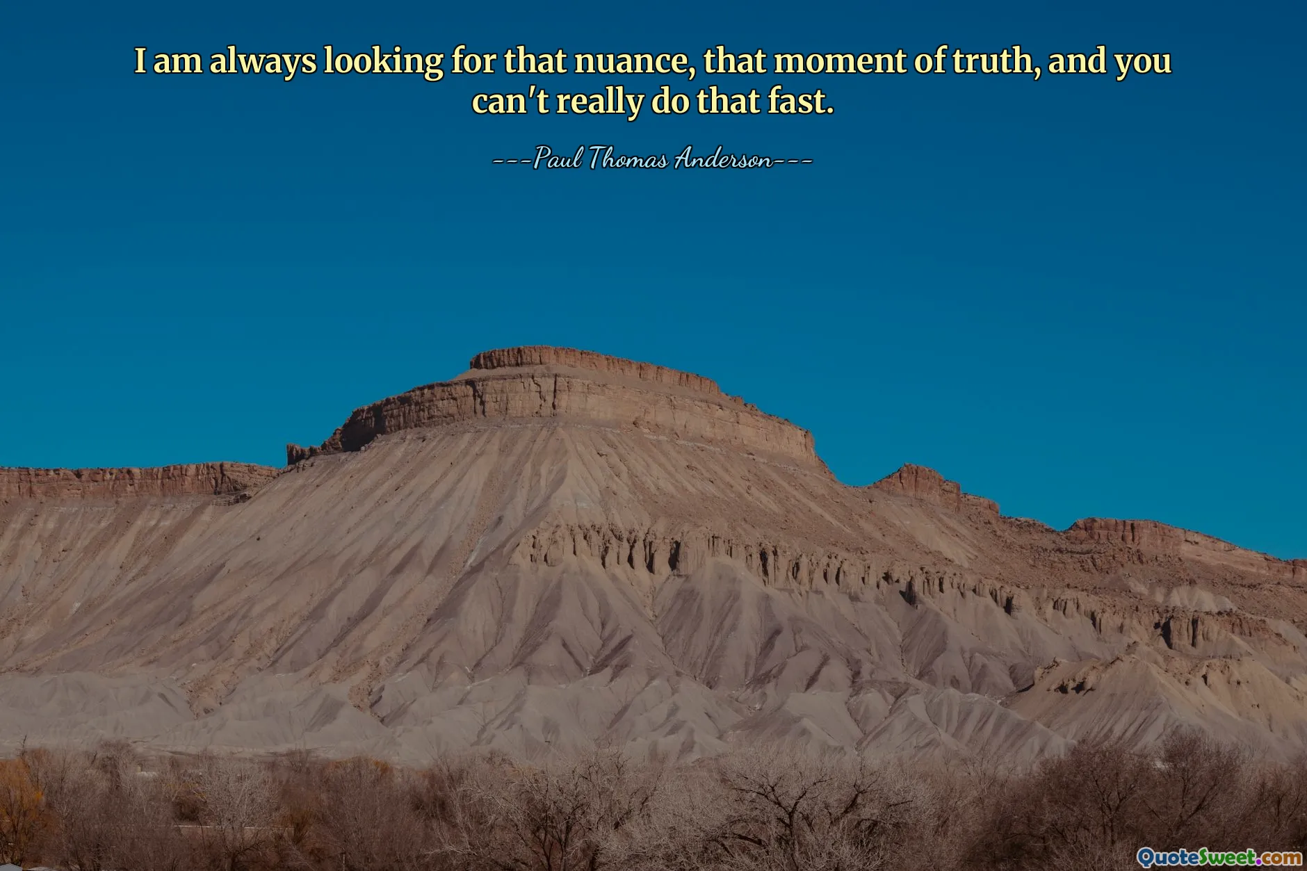 I am always looking for that nuance, that moment of truth, and you can't really do that fast.