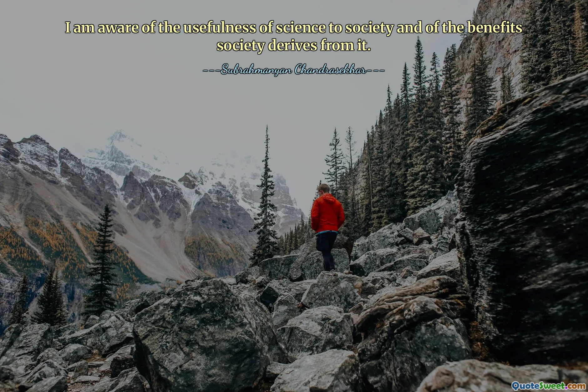 I am aware of the usefulness of science to society and of the benefits society derives from it.