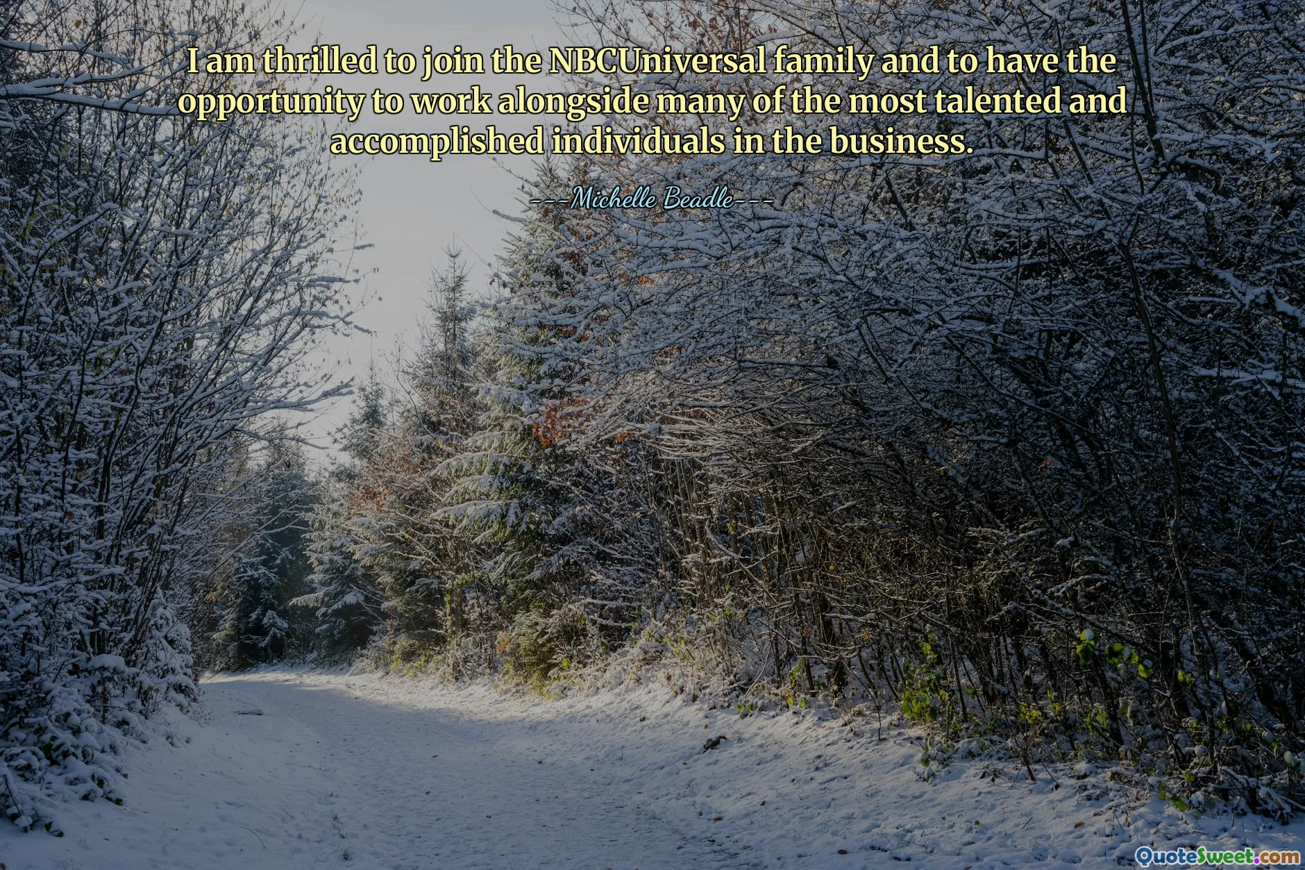 Tôi rất vui mừng được gia nhập gia đình NBCUniversal và có cơ hội làm việc cùng với nhiều cá nhân tài năng và thành đạt nhất trong doanh nghiệp.