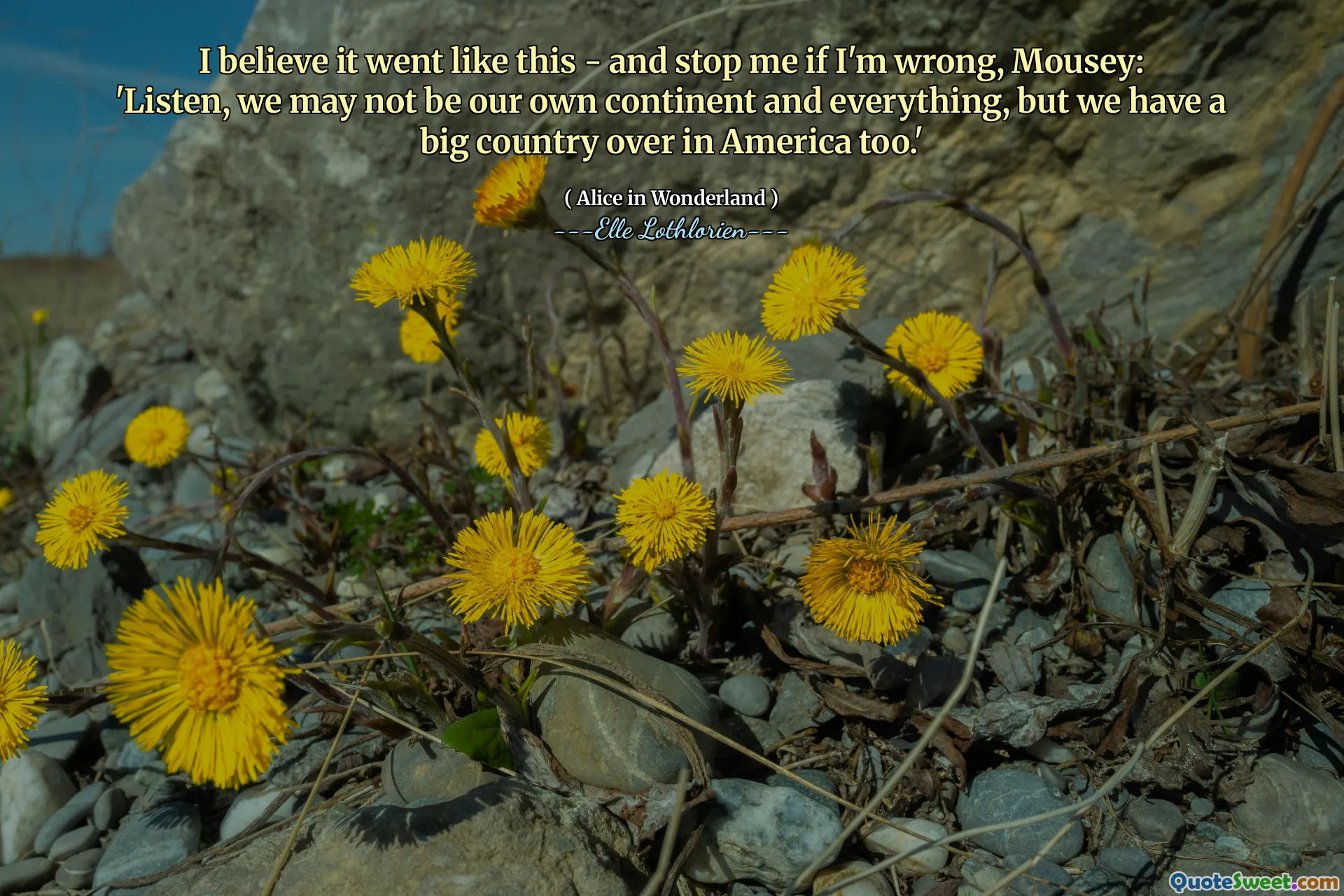 I believe it went like this - and stop me if I'm wrong, Mousey: 'Listen, we may not be our own continent and everything, but we have a big country over in America too.'