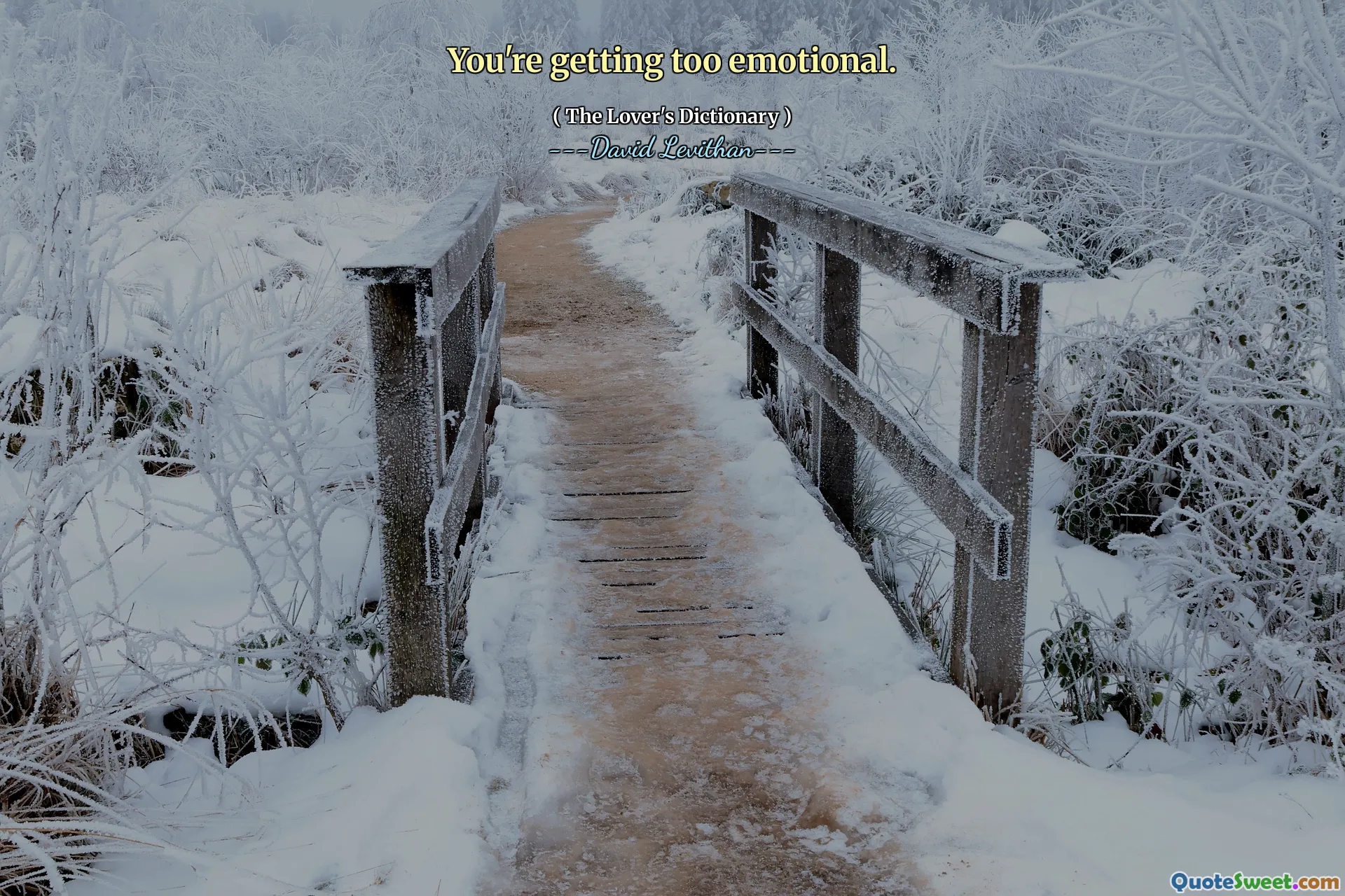 You're getting too emotional.