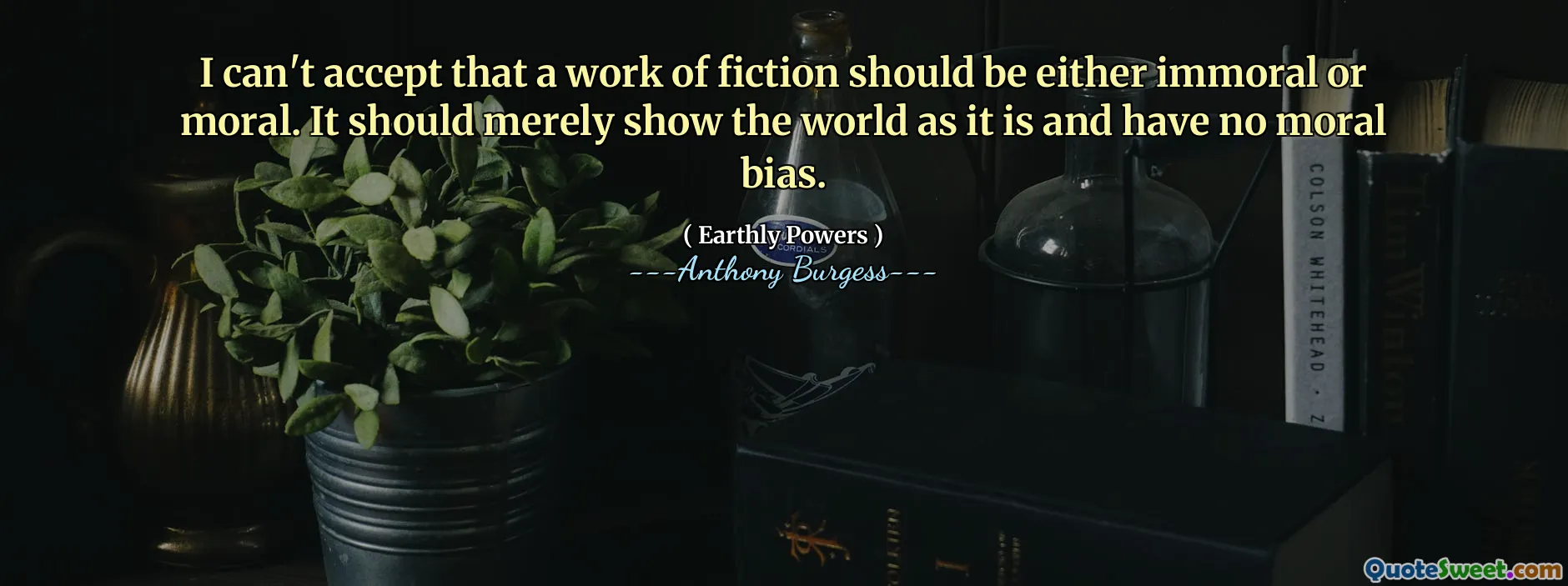 I can't accept that a work of fiction should be either immoral or moral. It should merely show the world as it is and have no moral bias.