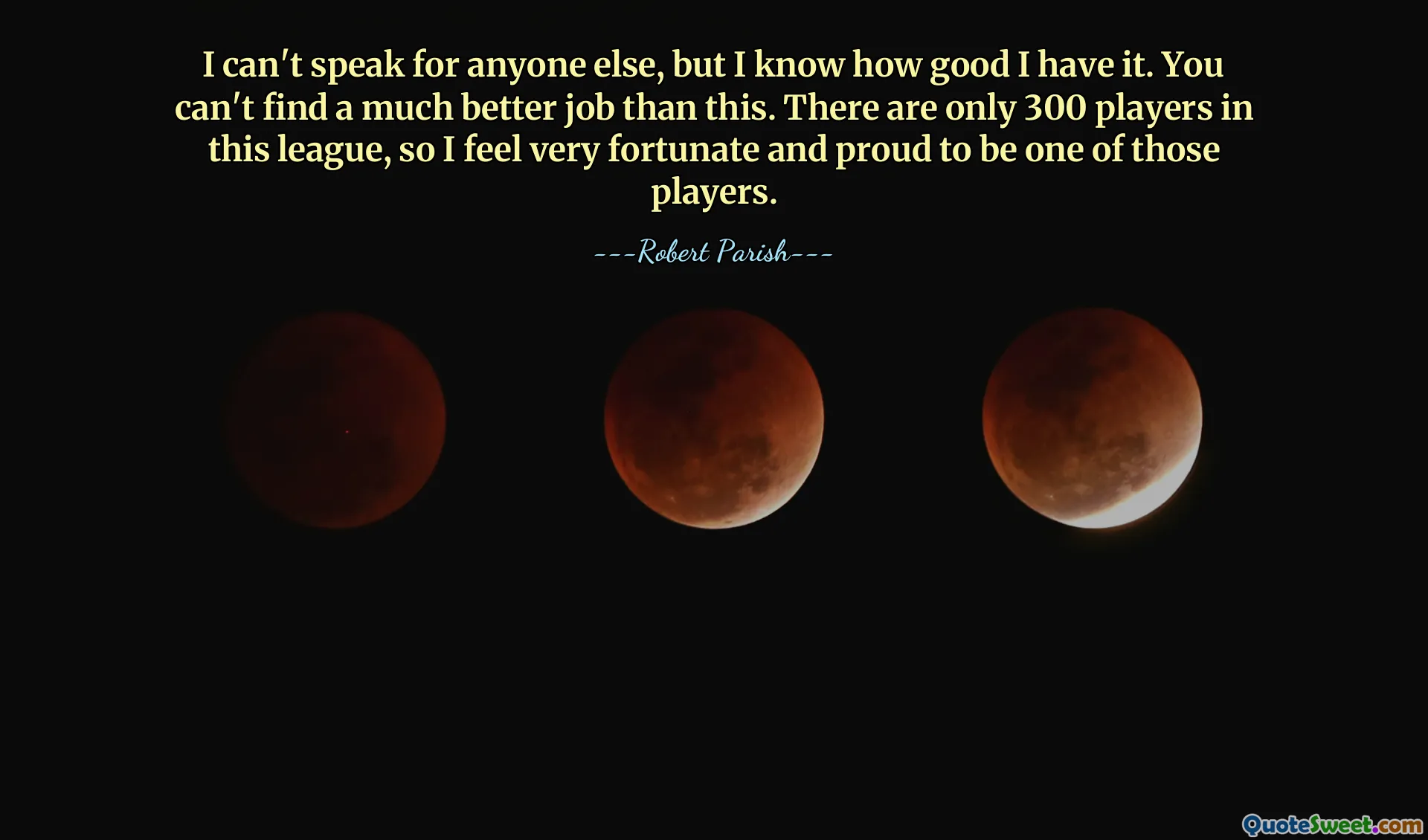 I can't speak for anyone else, but I know how good I have it. You can't find a much better job than this. There are only 300 players in this league, so I feel very fortunate and proud to be one of those players.