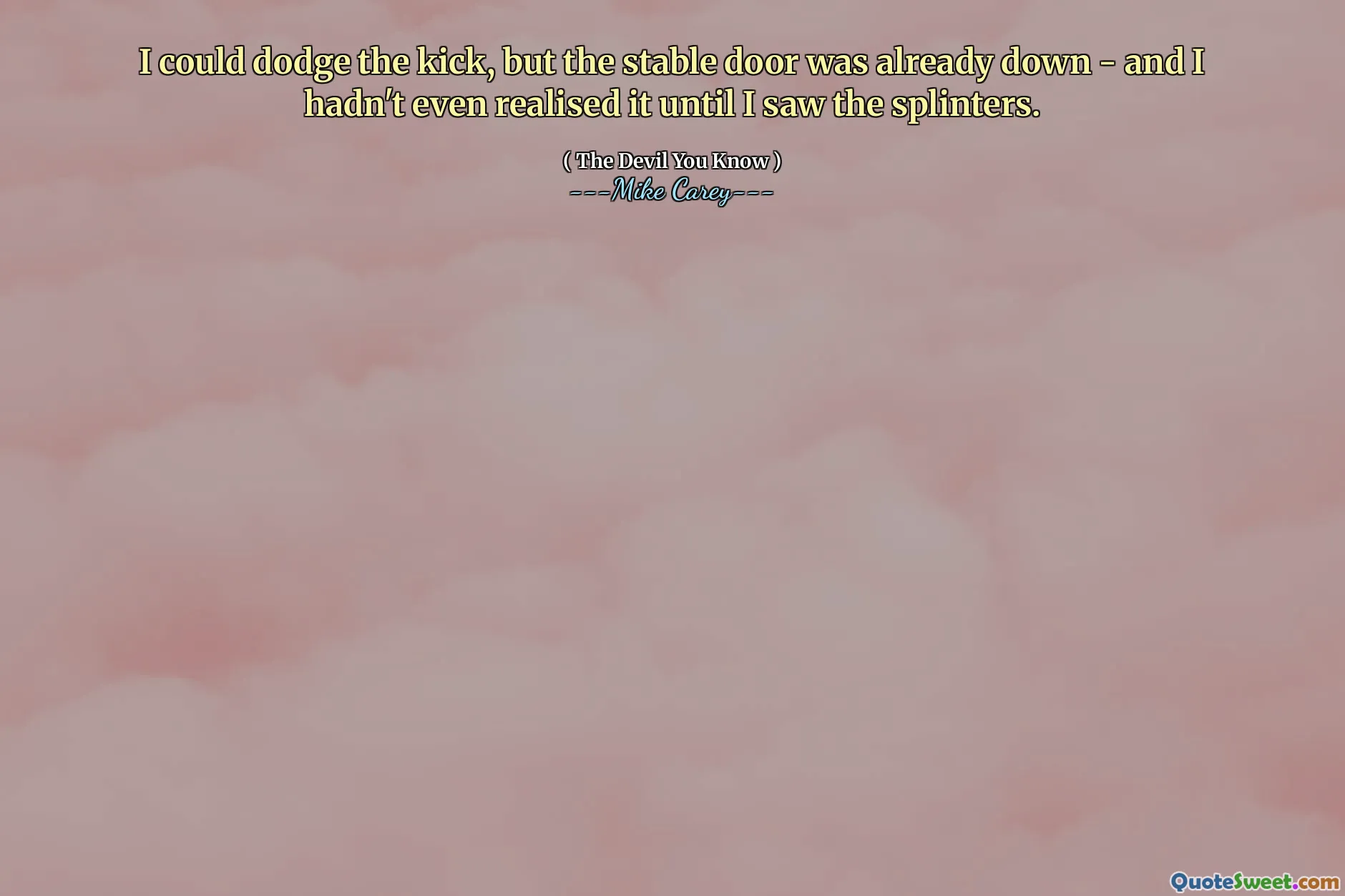I could dodge the kick, but the stable door was already down - and I hadn't even realised it until I saw the splinters.