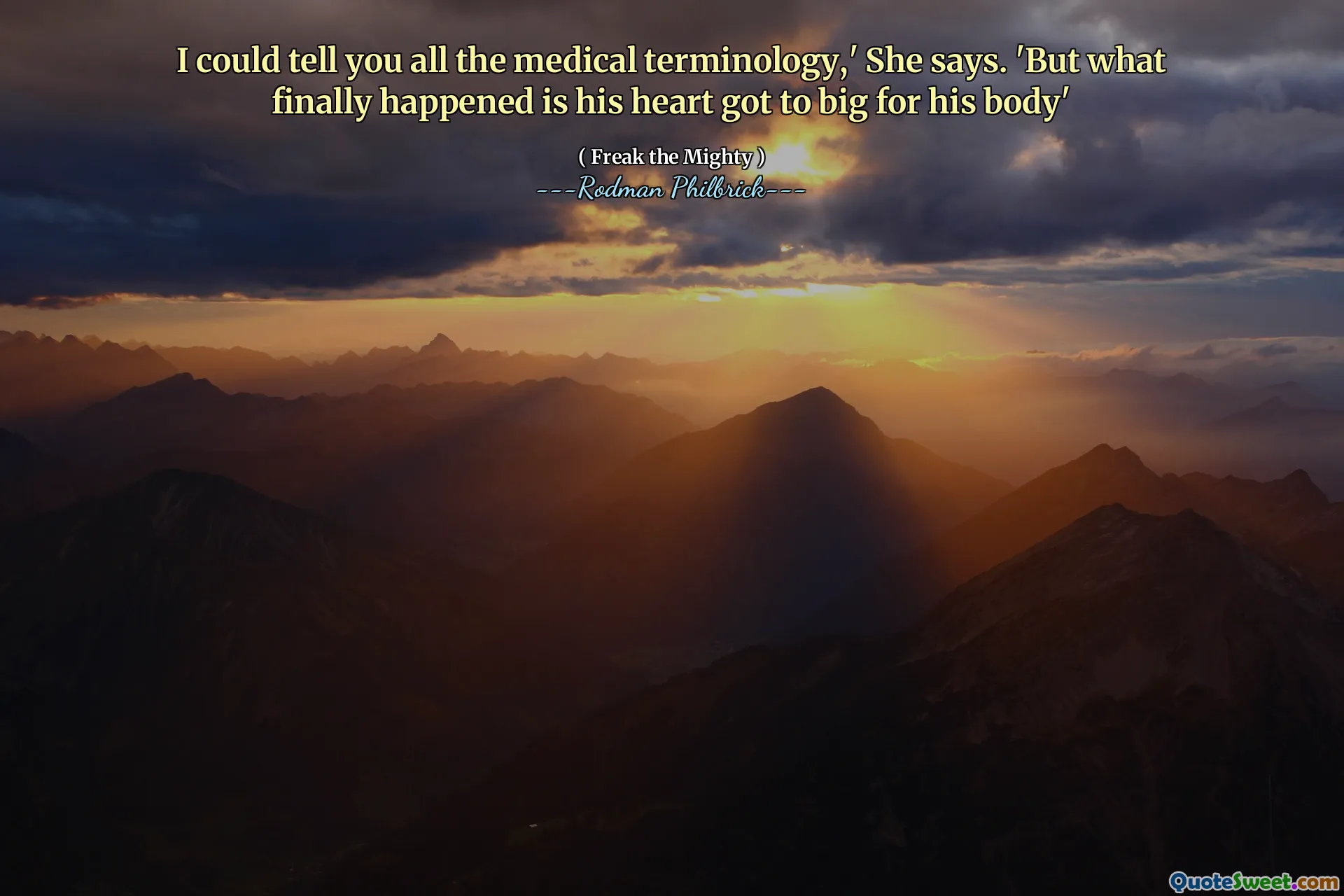 I could tell you all the medical terminology,' She says. 'But what finally happened is his heart got to big for his body'