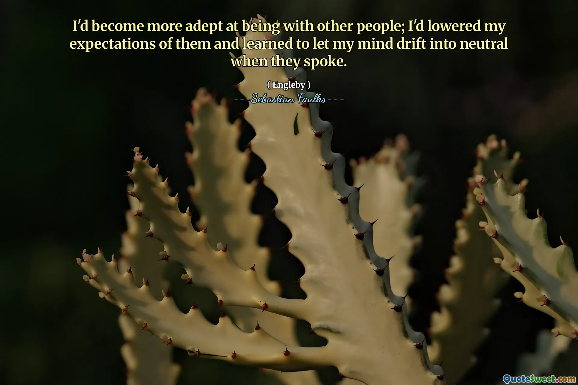 Jag skulle bli mer skicklig på att vara med andra människor; Jag hade sänkt mina förväntningar på dem och lärt mig att låta mitt sinne driva in i neutralt när de talade.