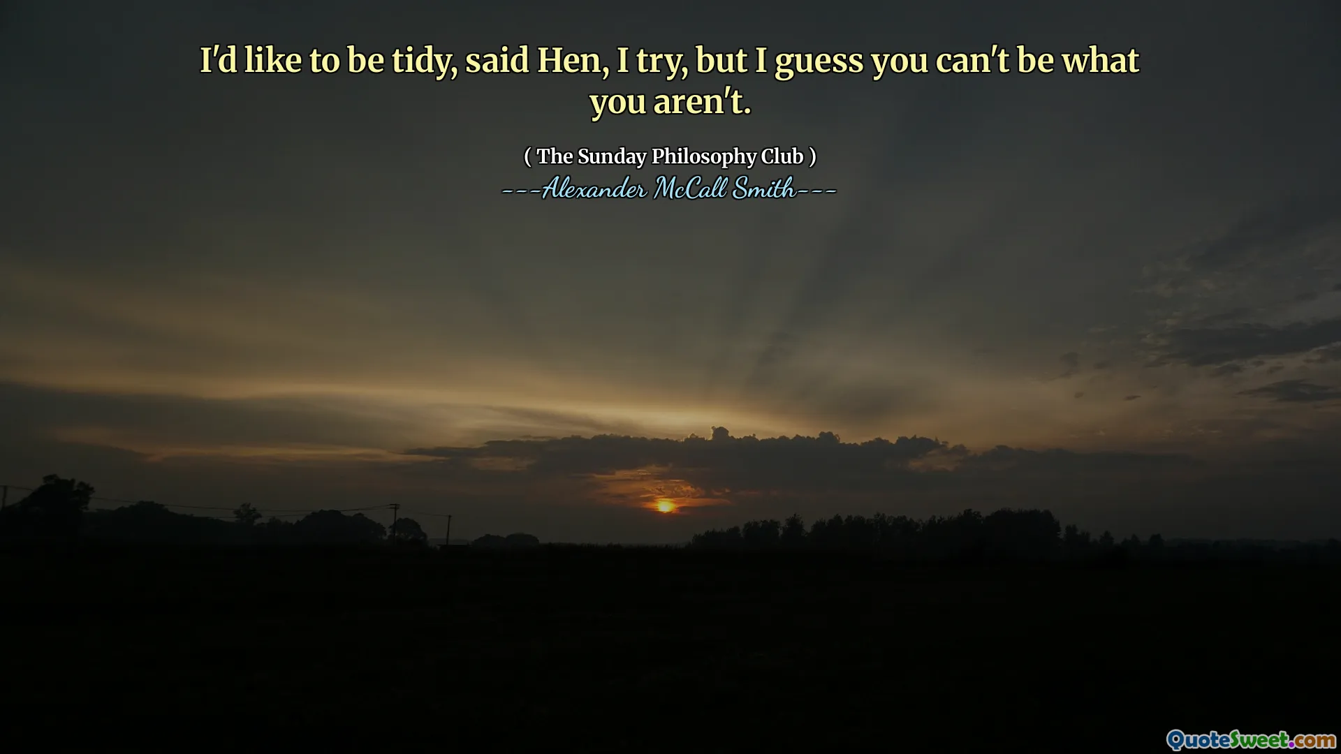 Ich würde gerne ordentlich sein, sagte, wann ich es versuche, aber ich denke, Sie können nicht das sein, was Sie nicht sind.