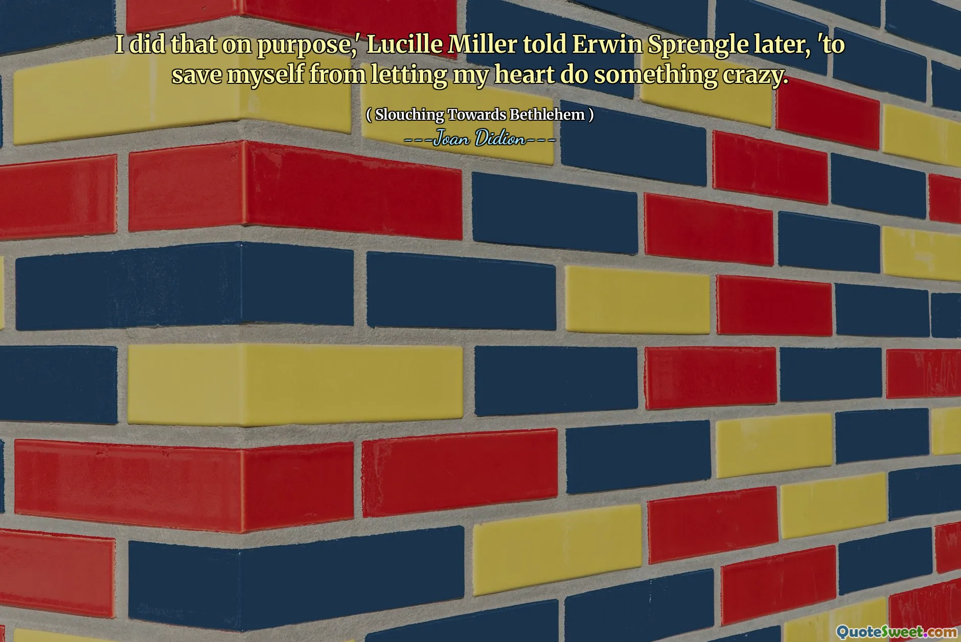 我故意这样做，“露西尔·米勒（Lucille Miller）告诉Erwin Sprengle，“让自己免于让我的心脏做些疯狂的事情。