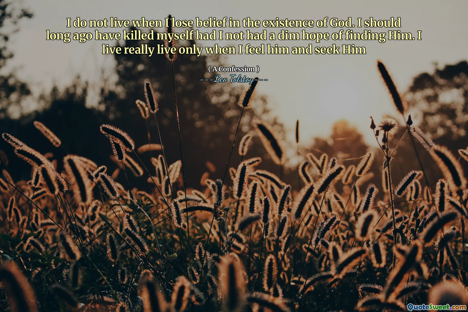 I do not live when I lose belief in the existence of God. I should long ago have killed myself had I not had a dim hope of finding Him. I live really live only when I feel him and seek Him