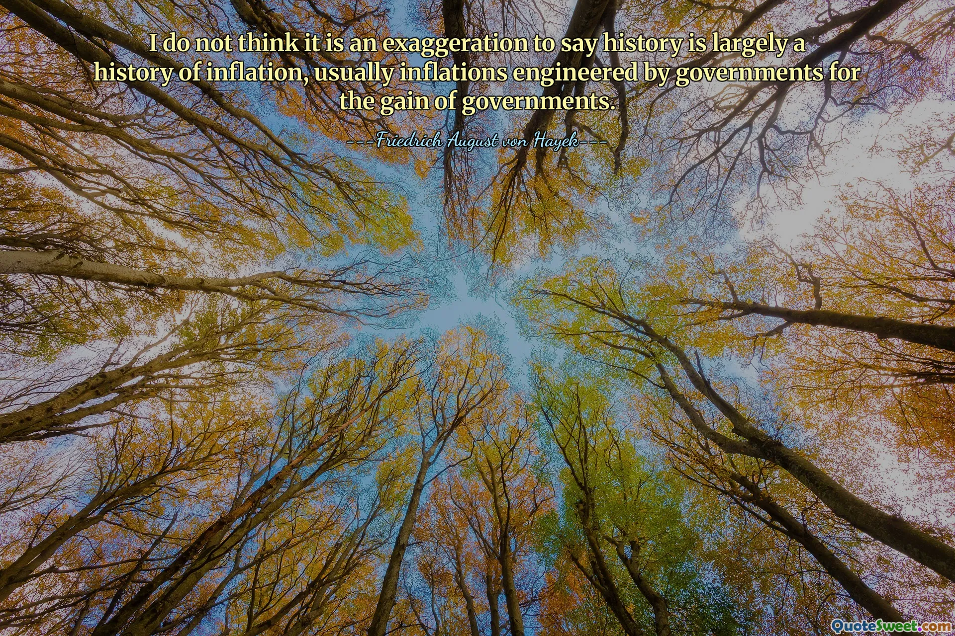 Ik denk niet dat het overdreven is om te zeggen dat de geschiedenis grotendeels een geschiedenis van inflatie is, meestal inflaties die door regeringen zijn bedacht voor het gewin van regeringen.