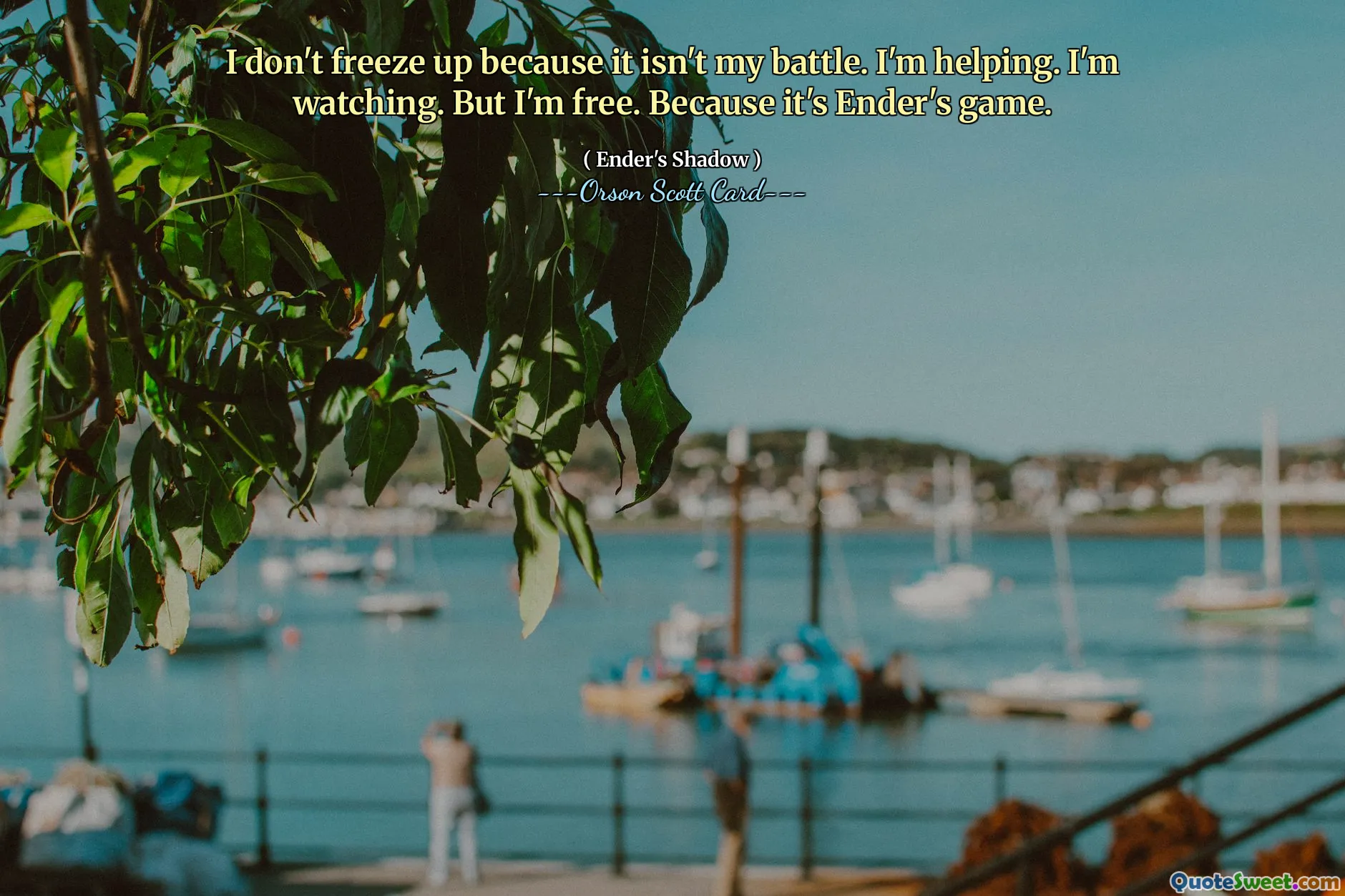 Ik bevries niet omdat het niet mijn strijd is. Ik help. Ik kijk. Maar ik ben vrij. Omdat het Ender's spel is.