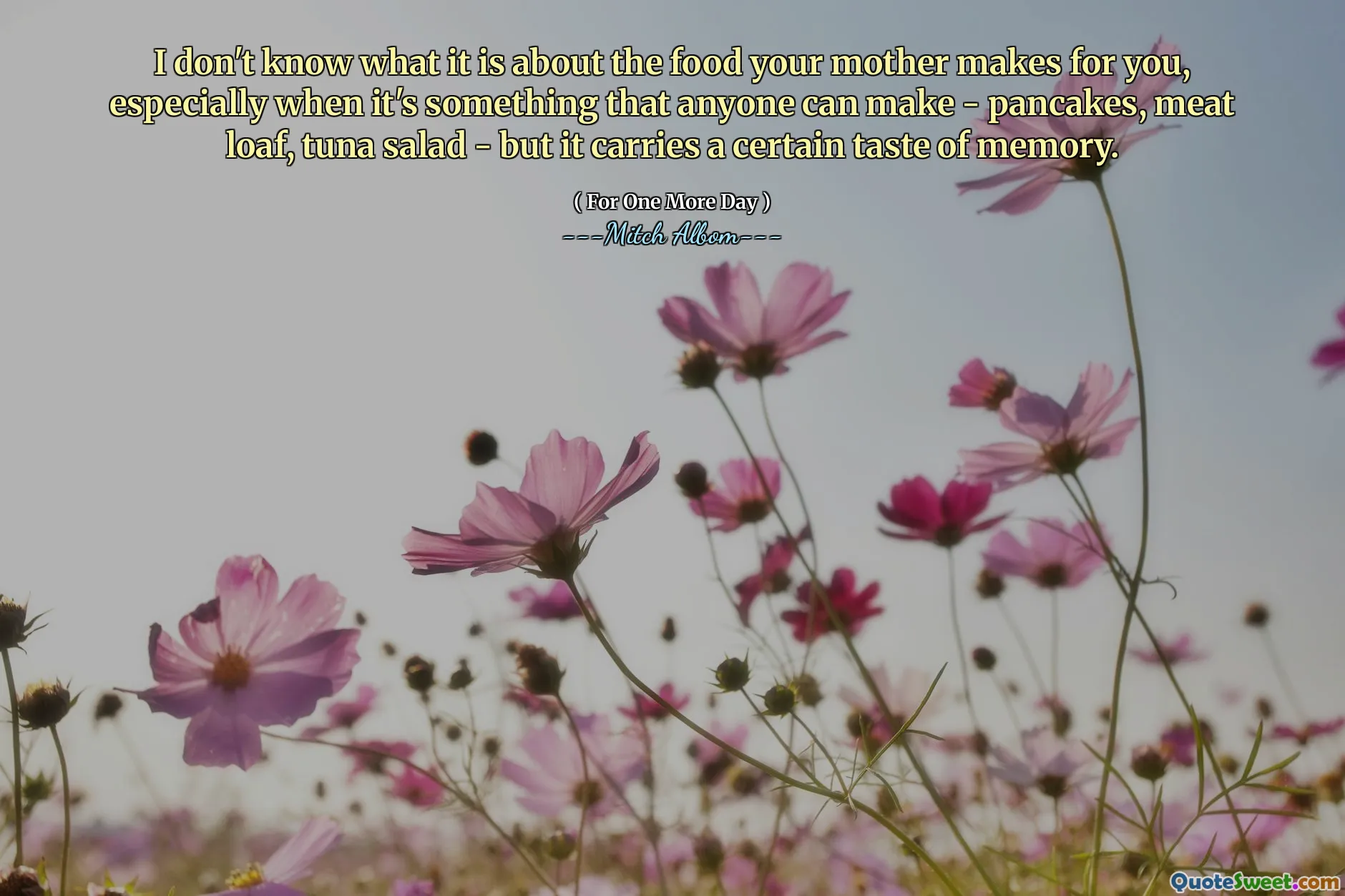 我不知道母亲为您做的食物是什么，尤其是当任何人都可以制作的东西 - 煎饼，肉面包，金枪鱼沙拉 - 但它具有一定的记忆味道。