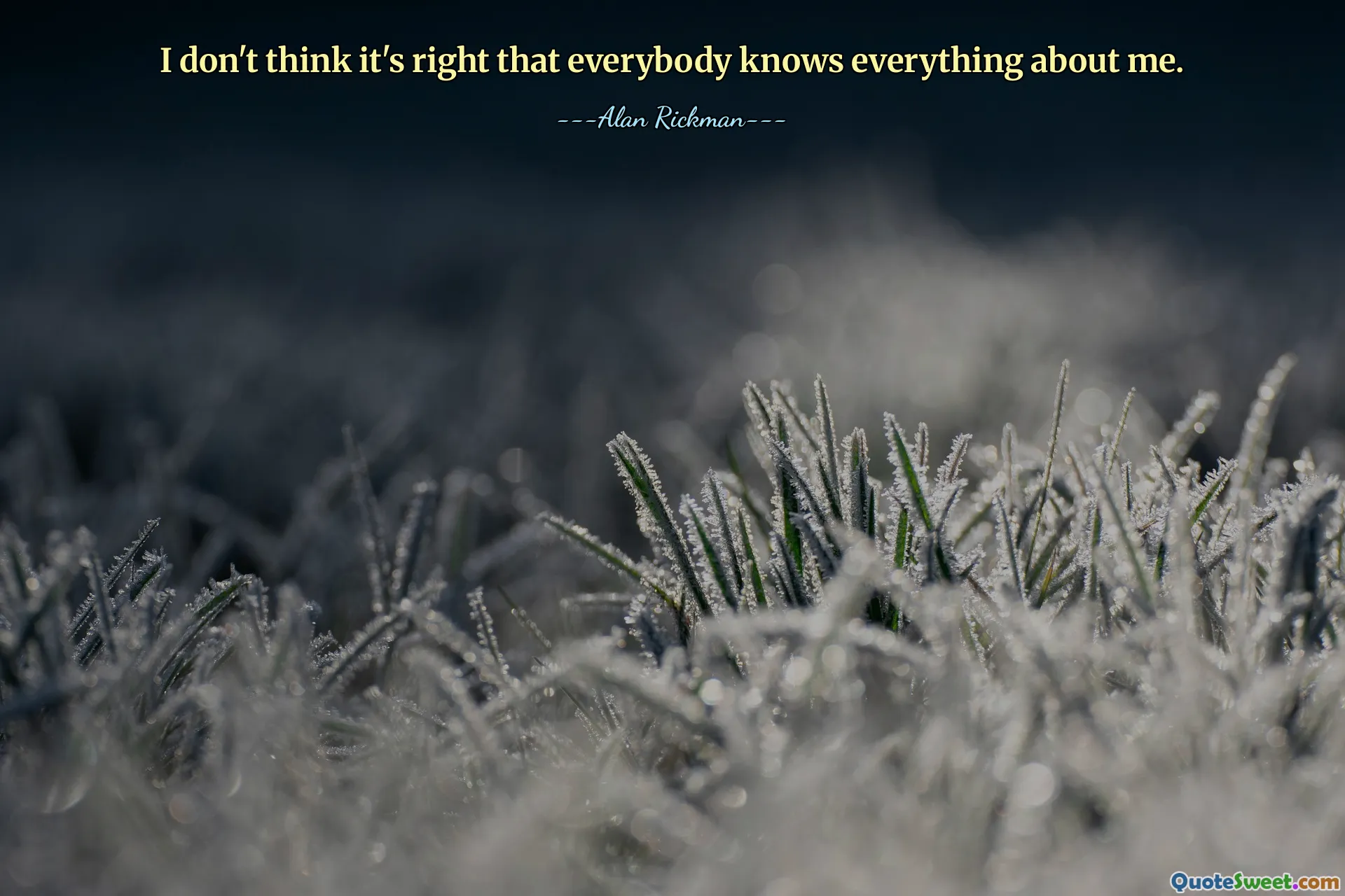 I don't think it's right that everybody knows everything about me.