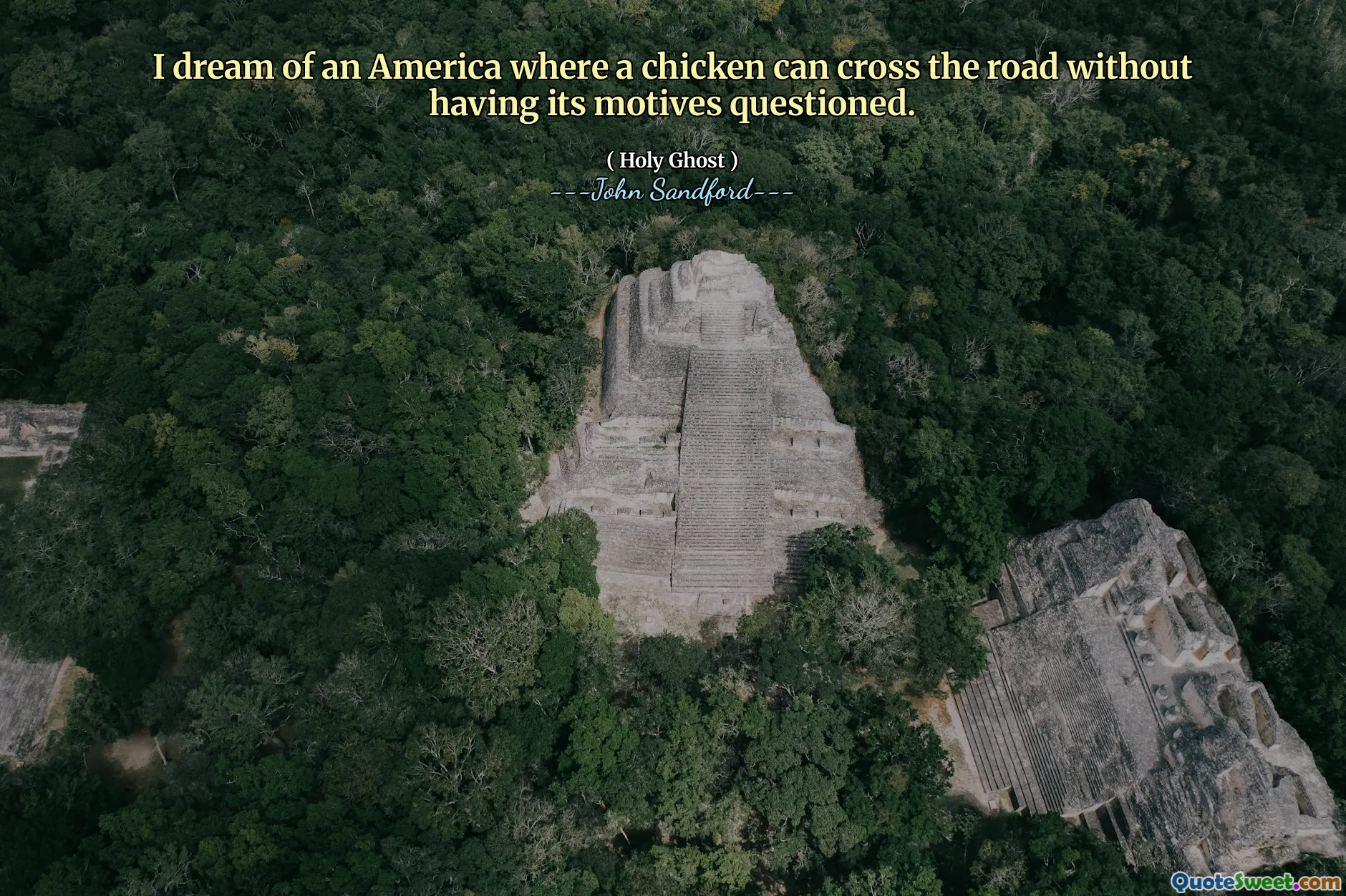 Sogno un'America in cui un pollo possa attraversare la strada senza che le sue motivazioni siano messe in discussione.