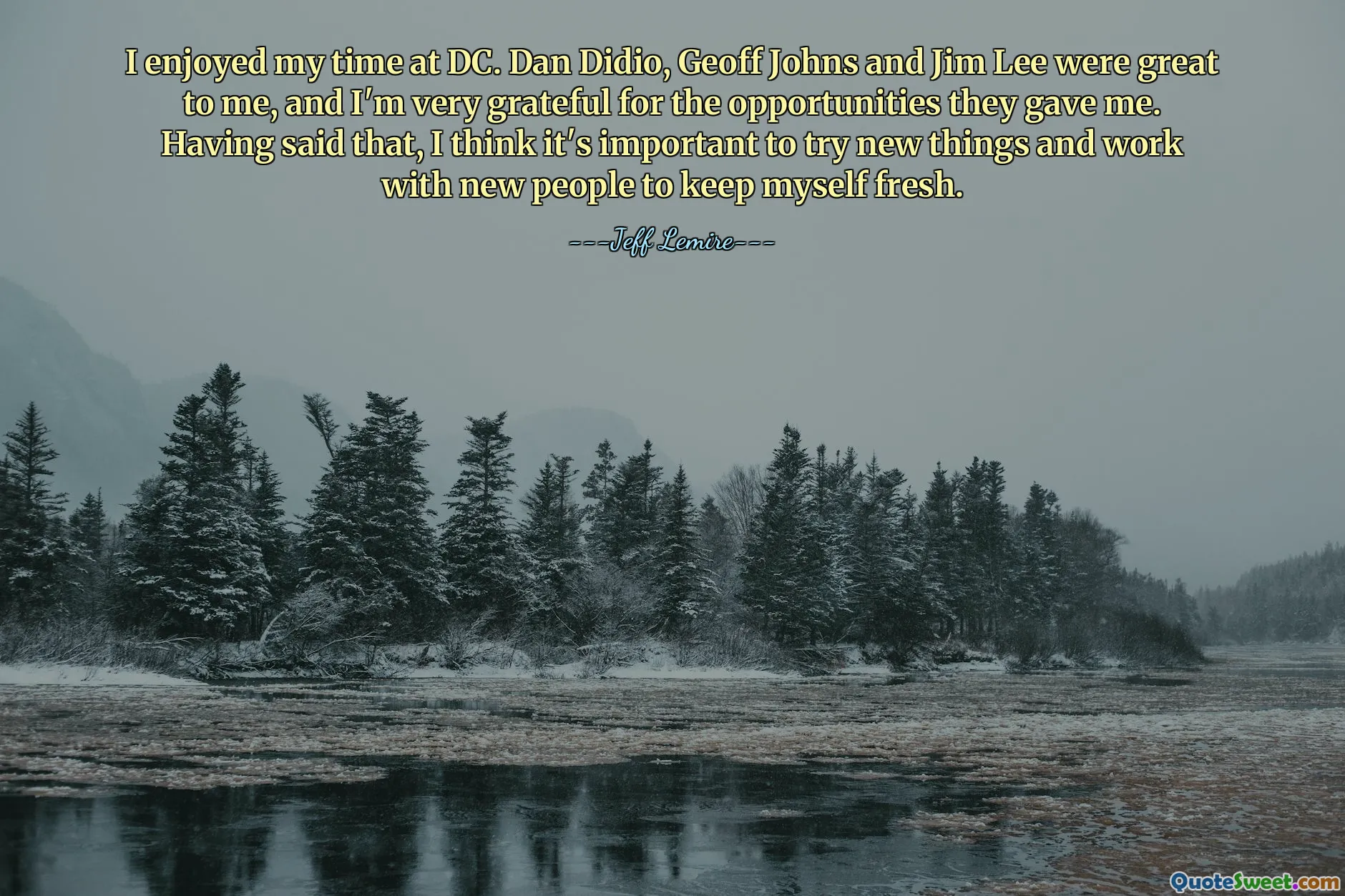 I enjoyed my time at DC. Dan Didio, Geoff Johns and Jim Lee were great to me, and I'm very grateful for the opportunities they gave me. Having said that, I think it's important to try new things and work with new people to keep myself fresh.