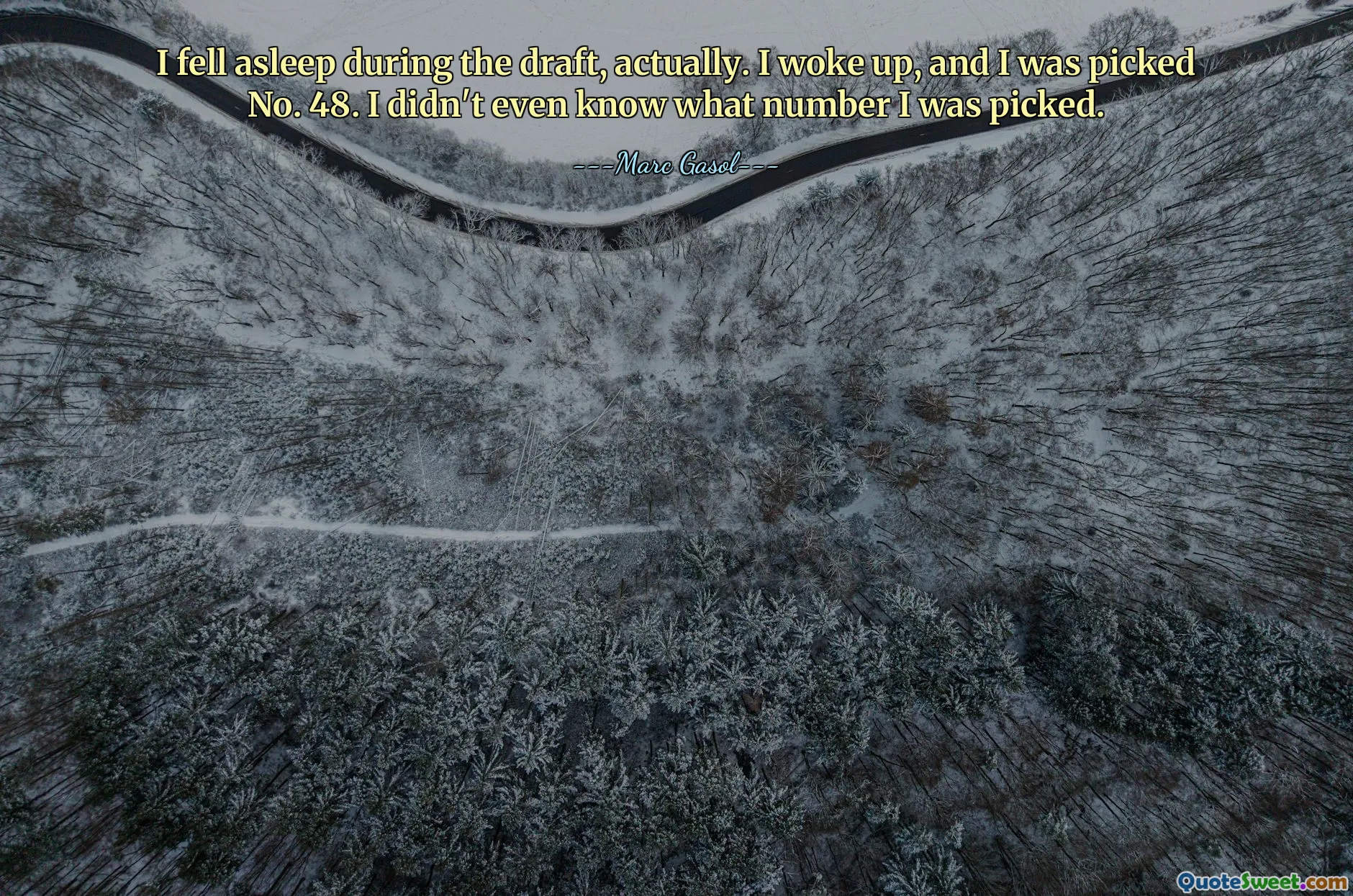 I fell asleep during the draft, actually. I woke up, and I was picked No. 48. I didn't even know what number I was picked.