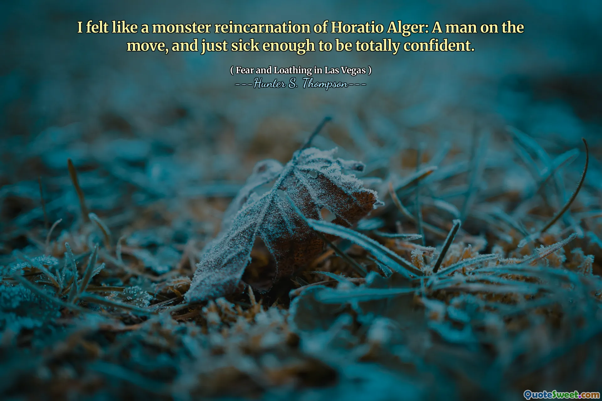 M -am simțit ca o reîncarnare monstru a lui Horatio Alger: un bărbat în mișcare și suficient de bolnav pentru a fi total încrezător.