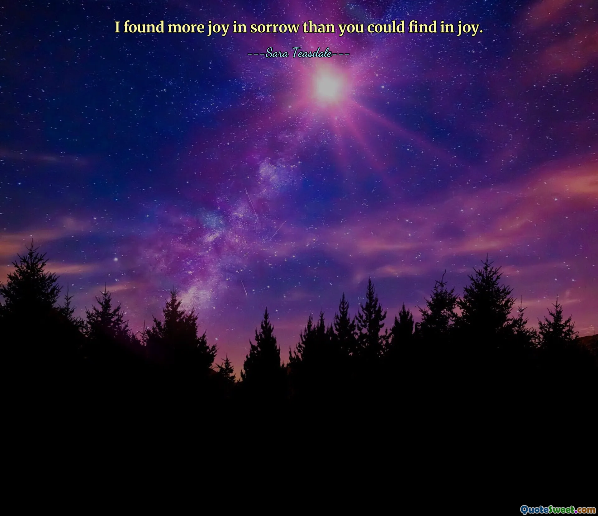 I found more joy in sorrow than you could find in joy.