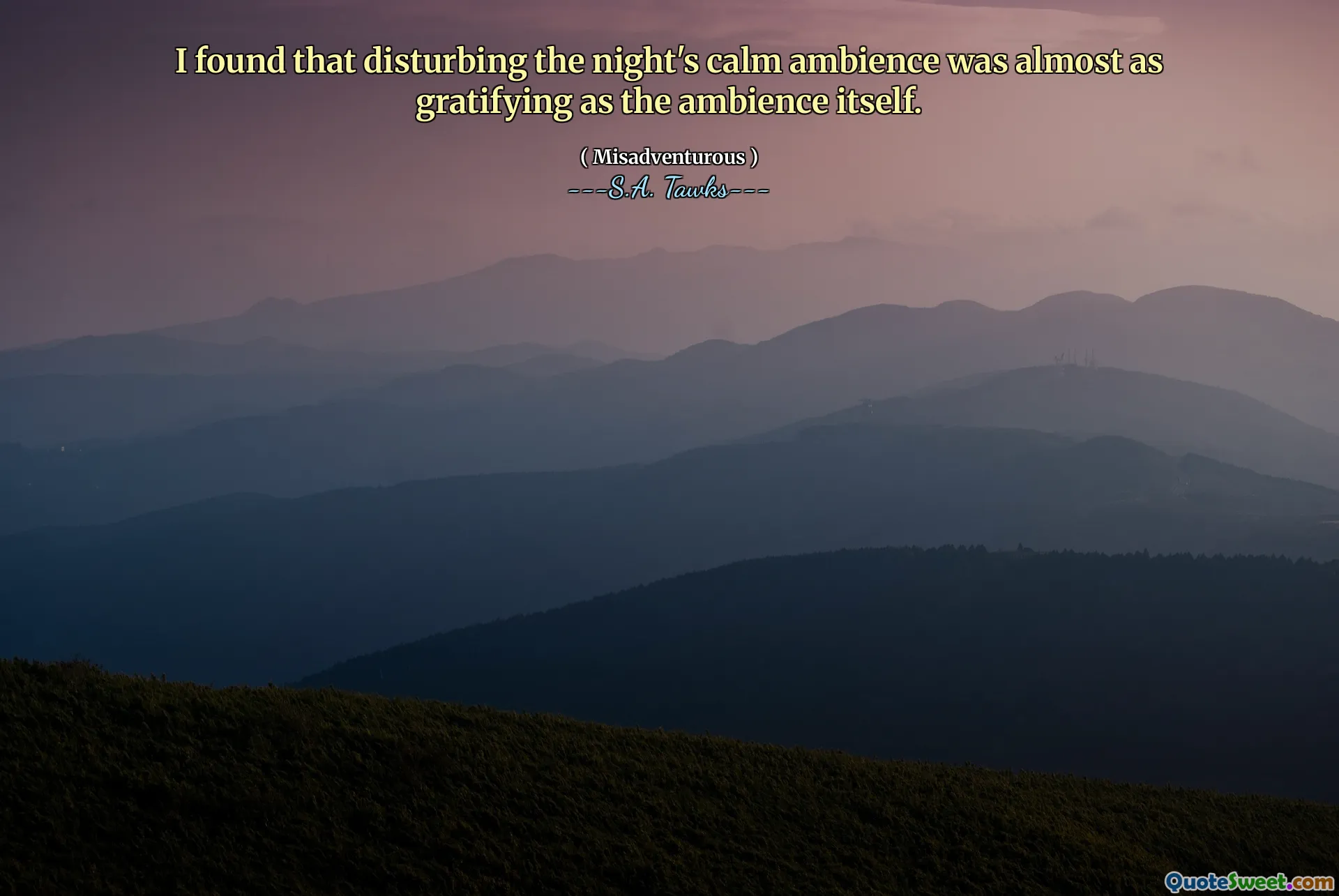 I found that disturbing the night's calm ambience was almost as gratifying as the ambience itself.