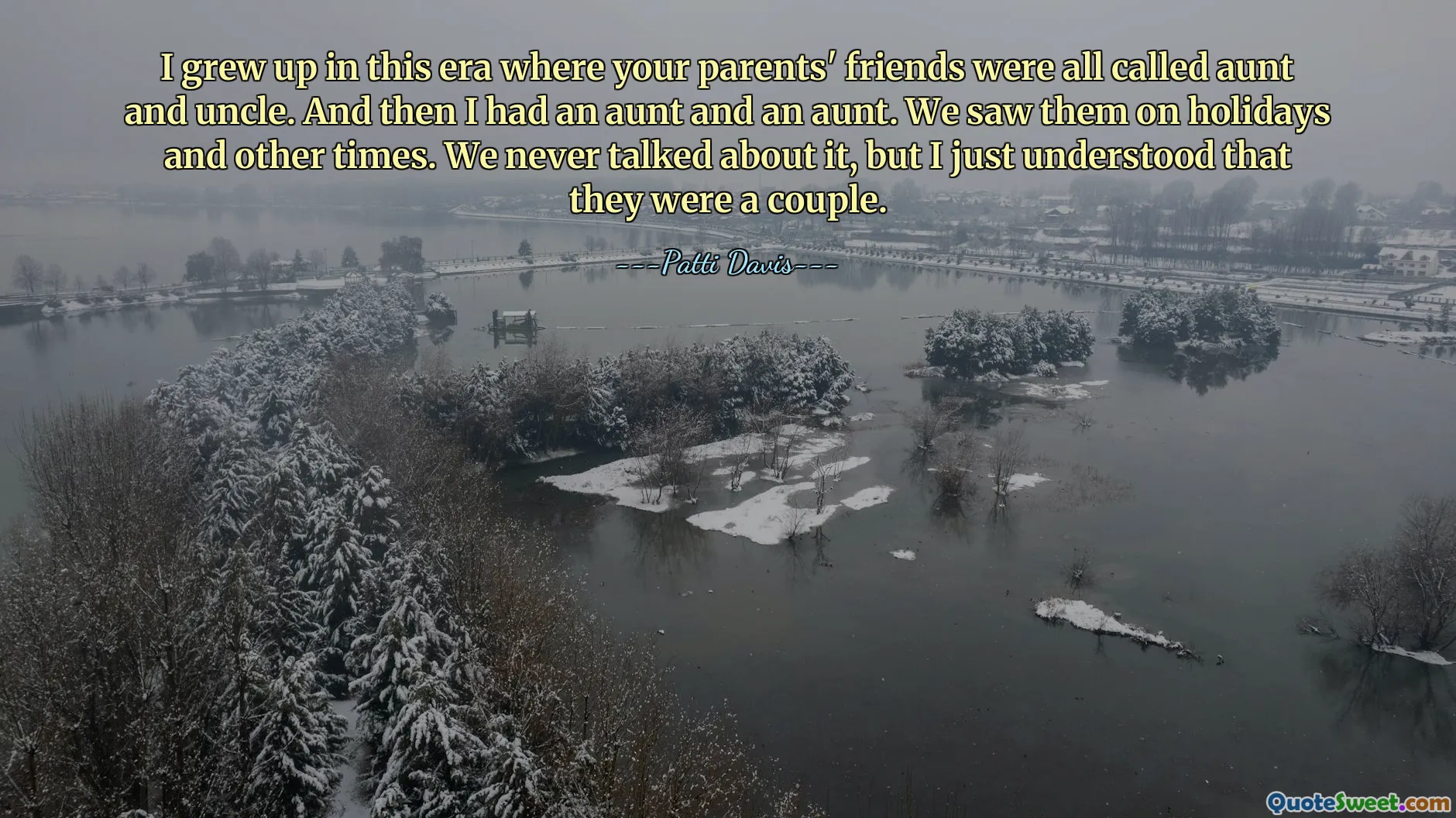 I grew up in this era where your parents' friends were all called aunt and uncle. And then I had an aunt and an aunt. We saw them on holidays and other times. We never talked about it, but I just understood that they were a couple.