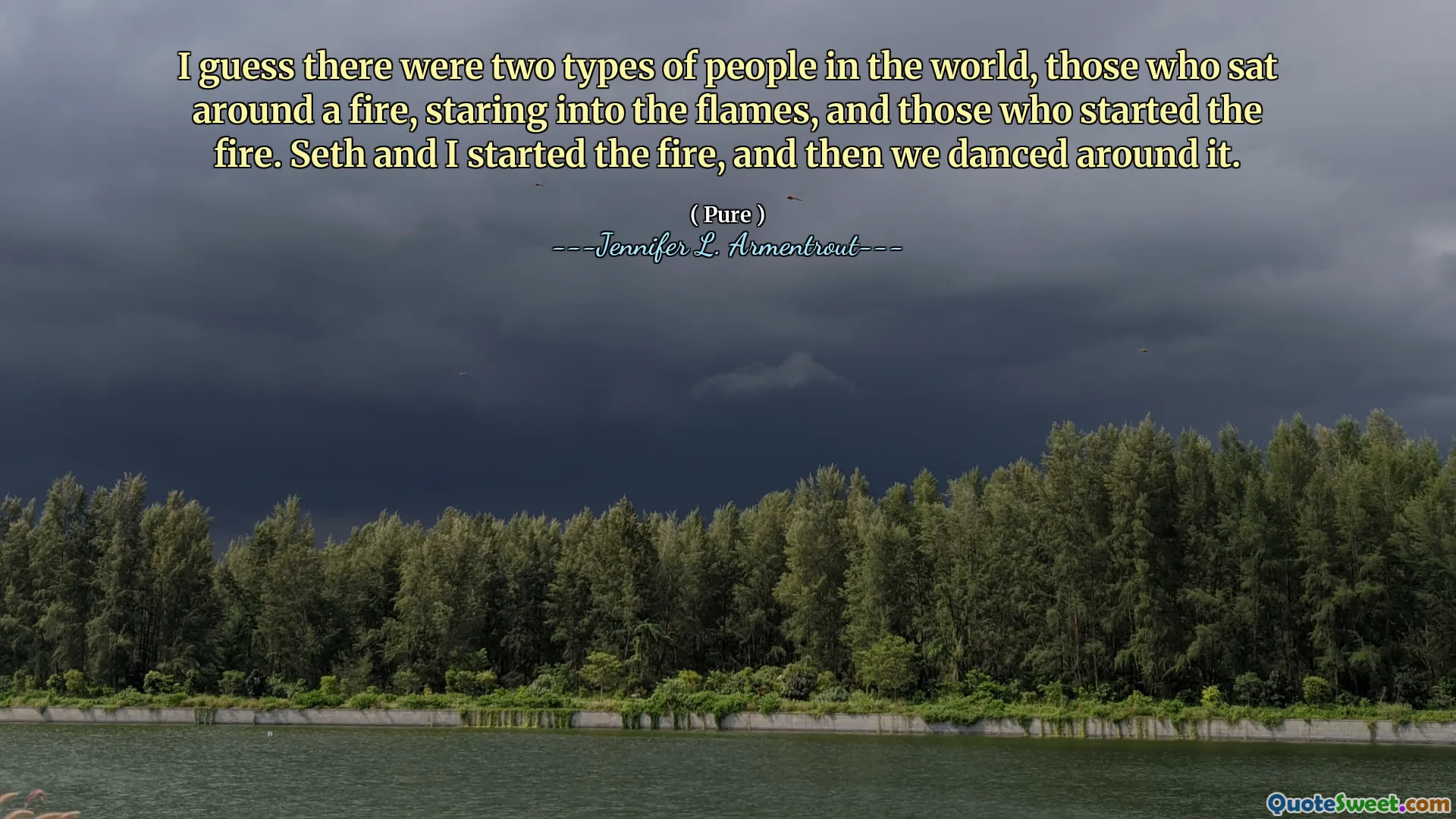 I guess there were two types of people in the world, those who sat around a fire, staring into the flames, and those who started the fire. Seth and I started the fire, and then we danced around it.