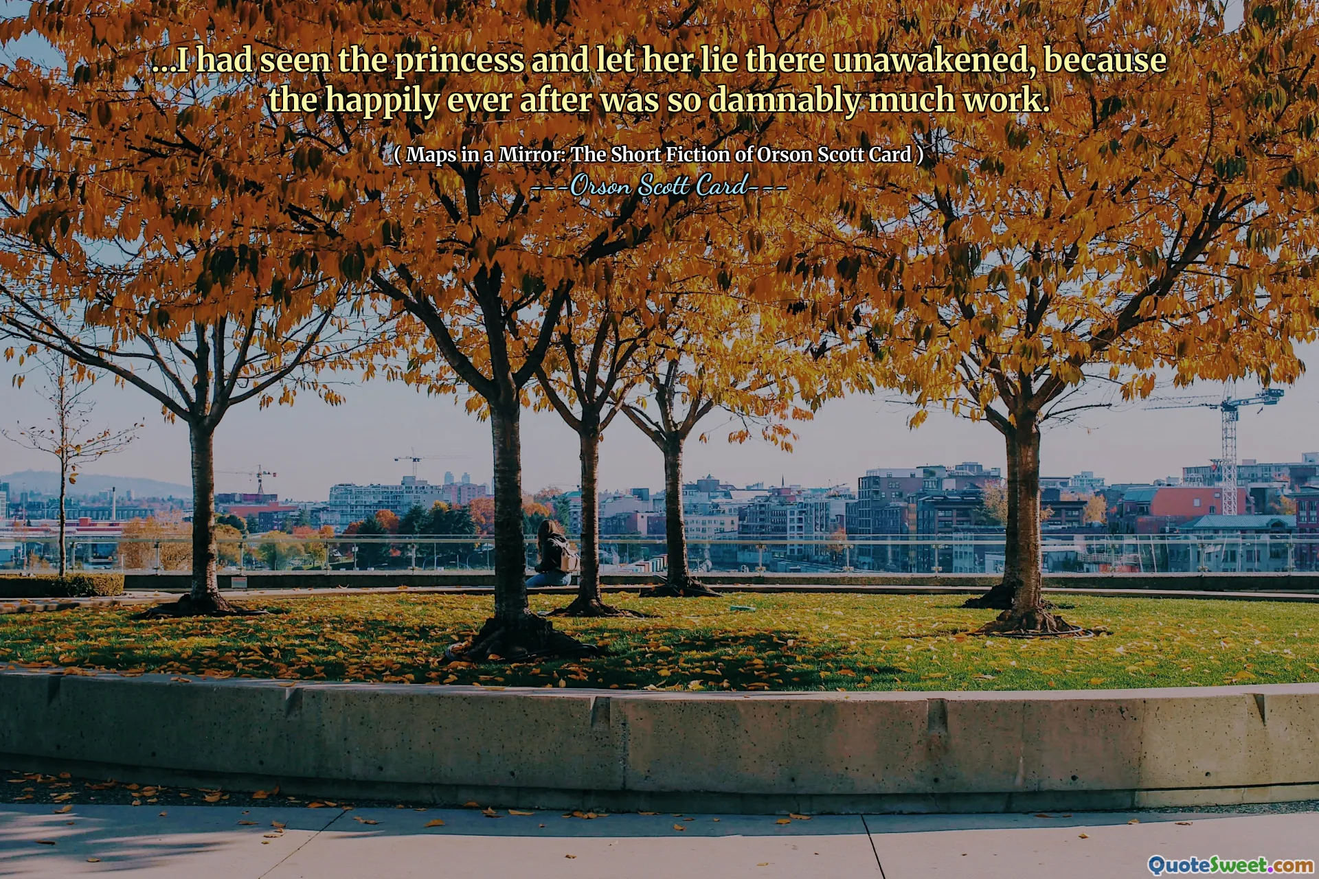 ……我看到了公主，并让她躺在那里没有醒来，因为从此以后的幸福生活实在是太辛苦了。