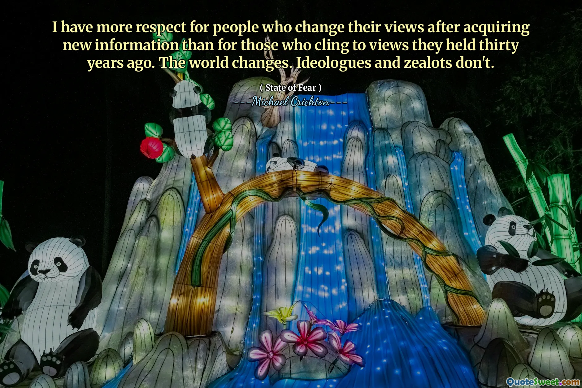 I have more respect for people who change their views after acquiring new information than for those who cling to views they held thirty years ago. The world changes. Ideologues and zealots don't.