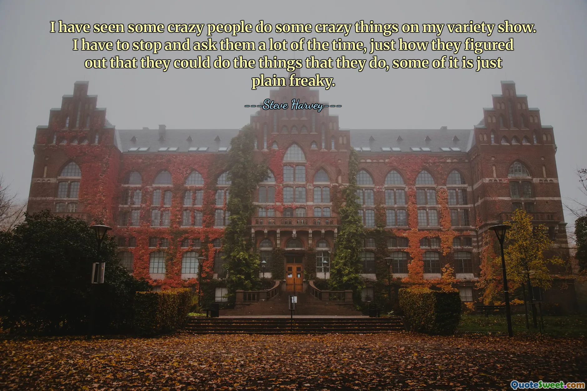 На моем варьете я видел, как некоторые сумасшедшие люди делали сумасшедшие вещи. Мне приходится часто останавливаться и спрашивать их, как они догадались, что могут делать то, что делают, некоторые из них просто странные.