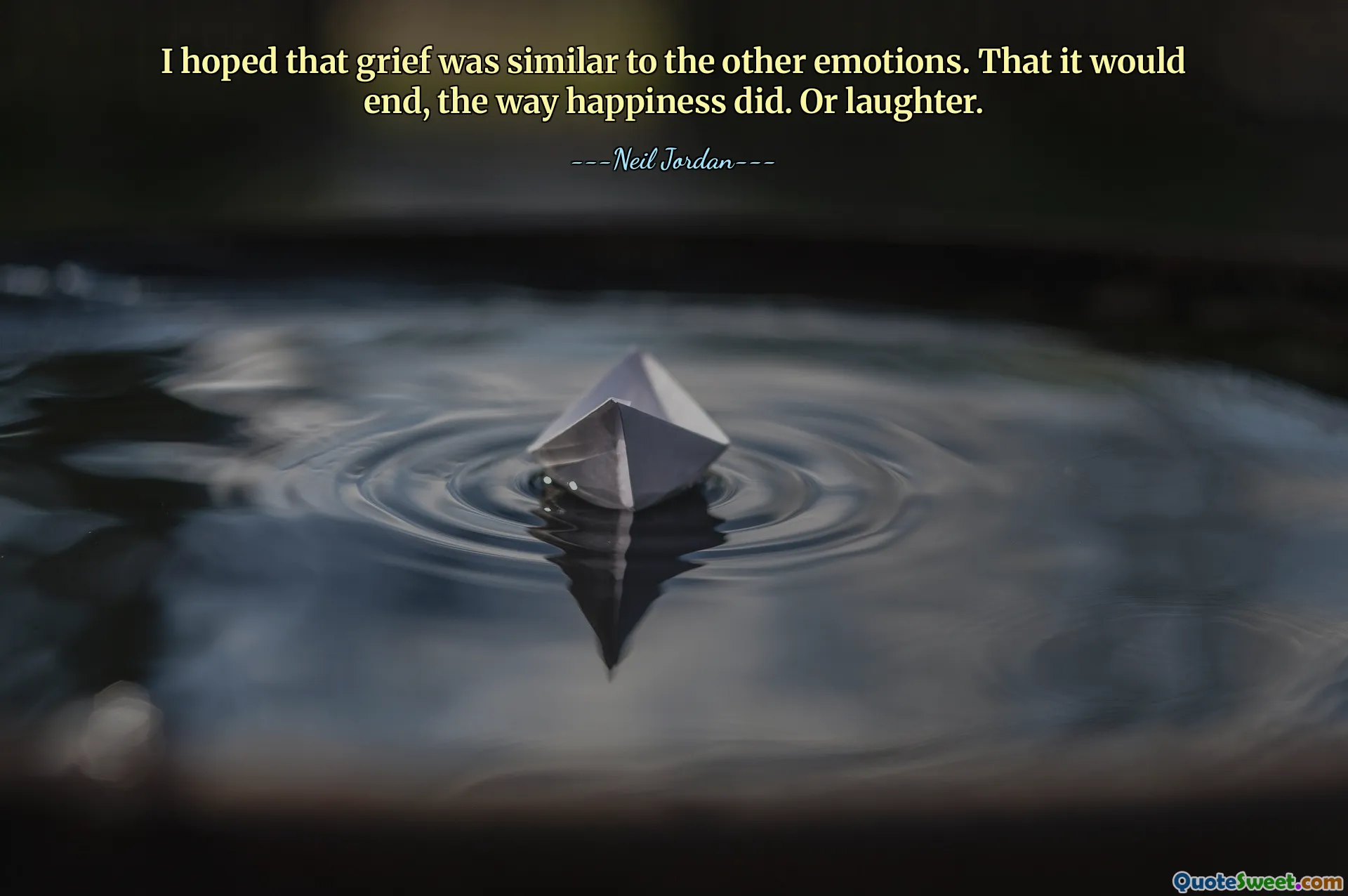 I hoped that grief was similar to the other emotions. That it would end, the way happiness did. Or laughter.