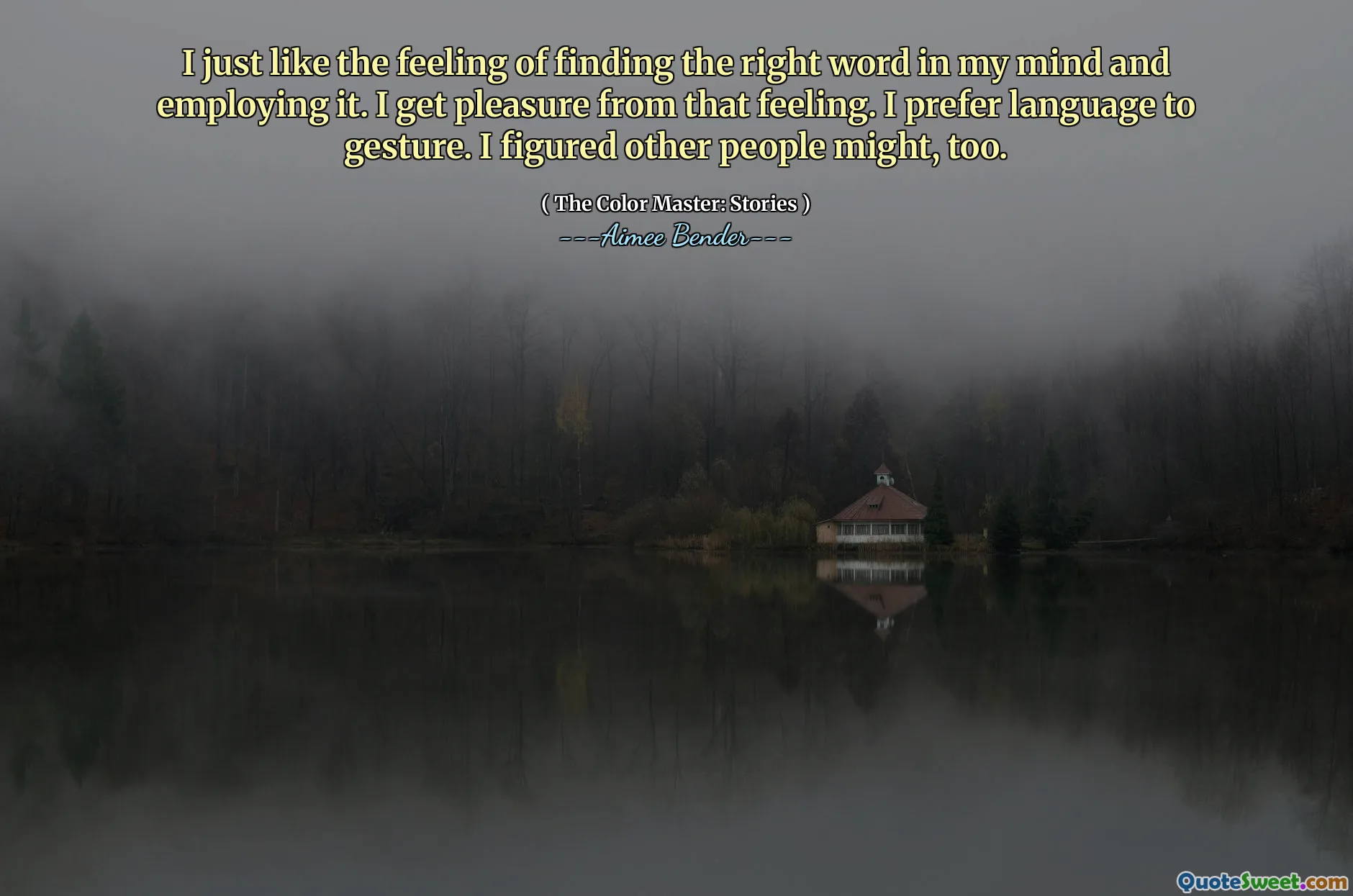 I just like the feeling of finding the right word in my mind and employing it. I get pleasure from that feeling. I prefer language to gesture. I figured other people might, too.