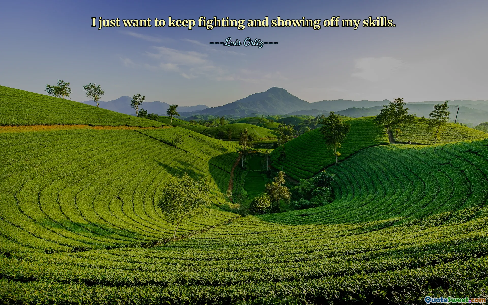 I just want to keep fighting and showing off my skills.