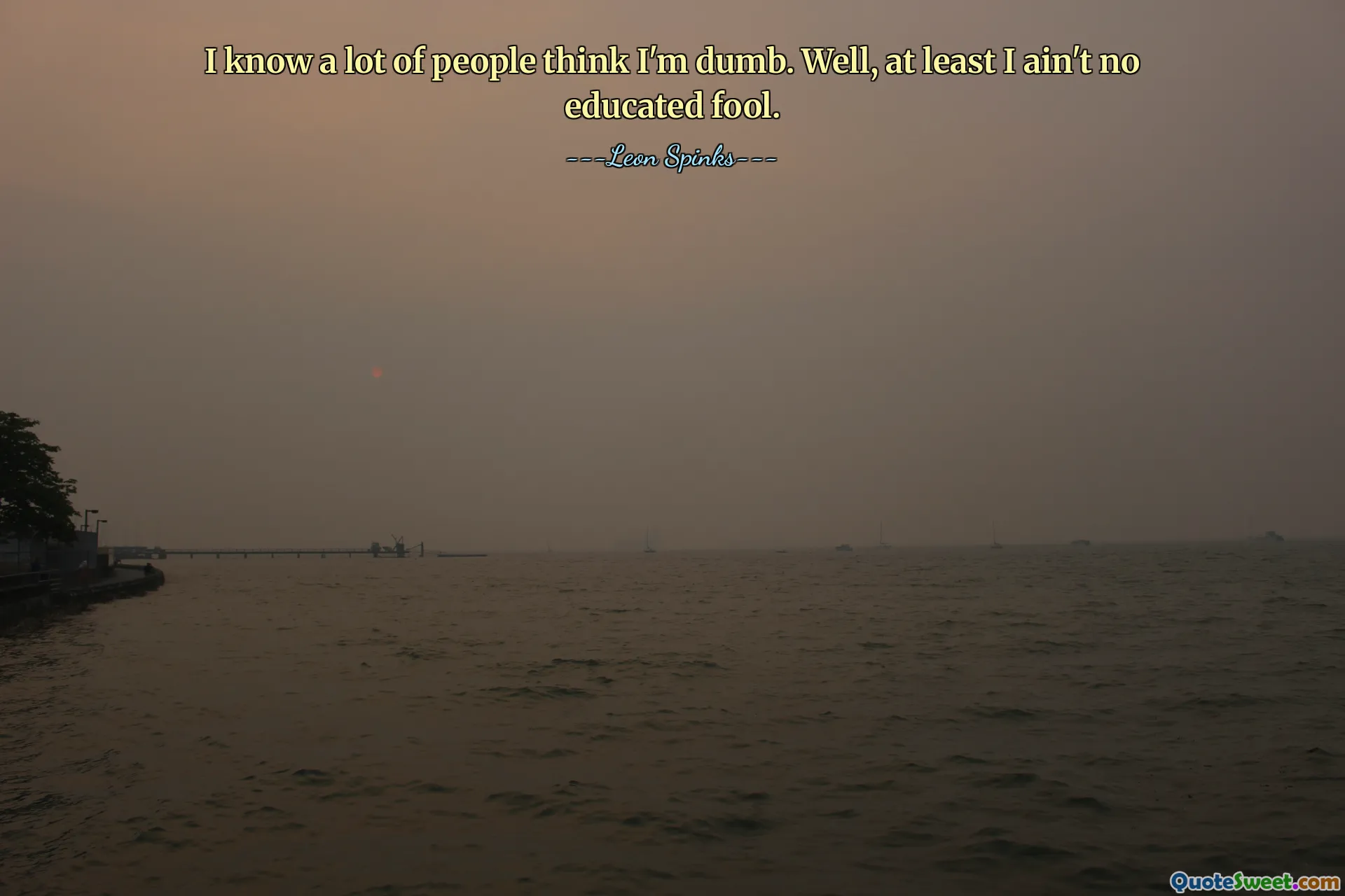 I know a lot of people think I'm dumb. Well, at least I ain't no educated fool.