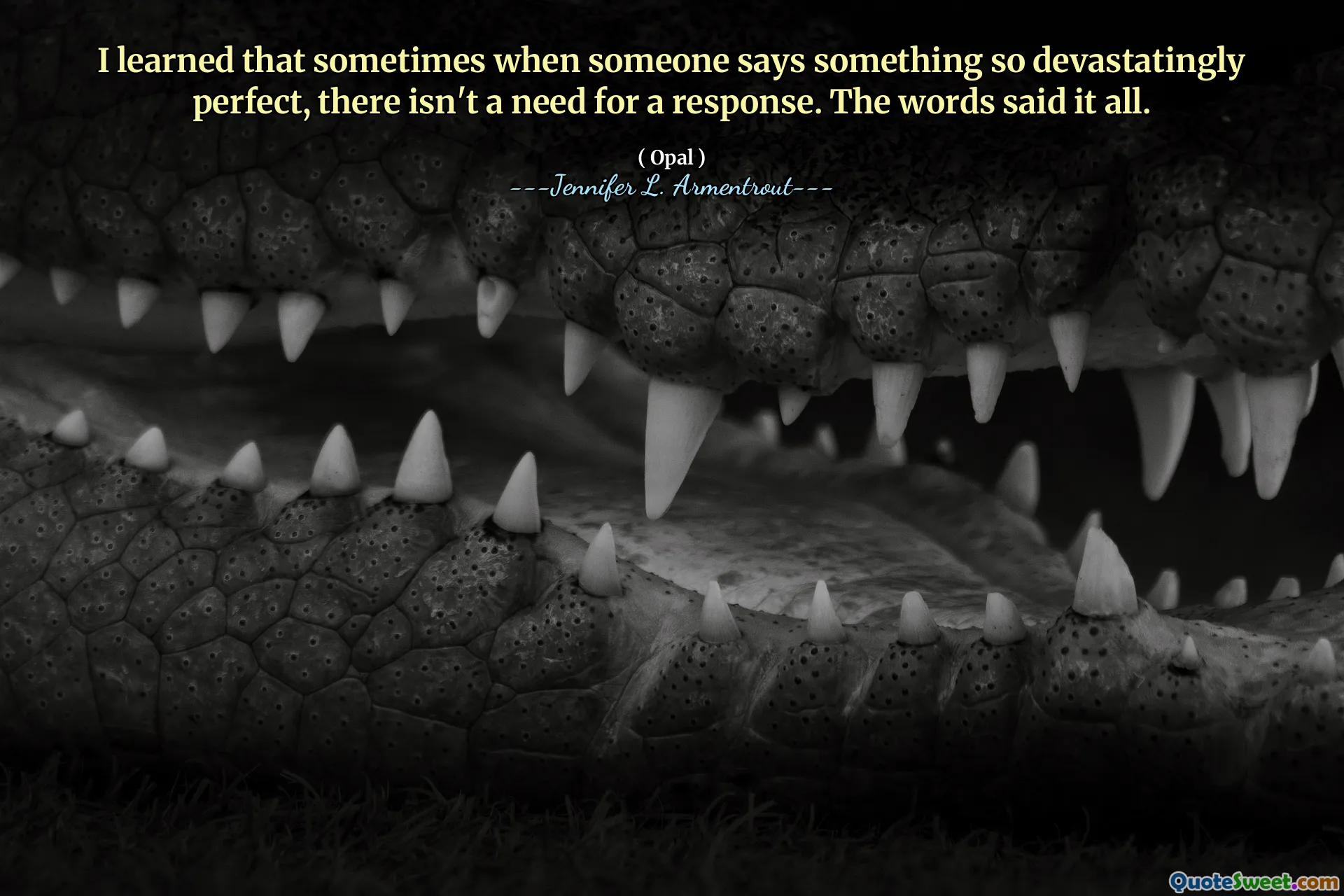 I learned that sometimes when someone says something so devastatingly perfect, there isn't a need for a response. The words said it all.