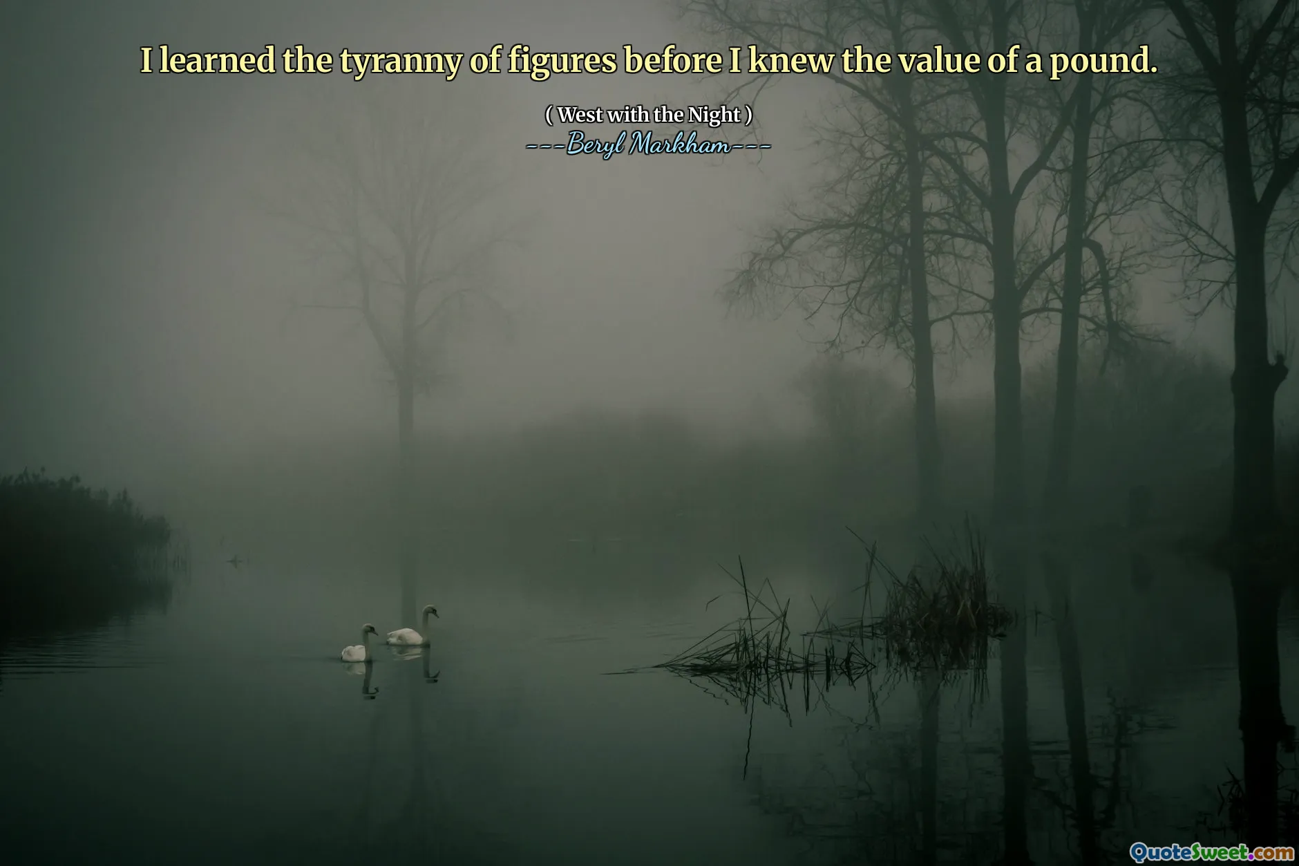 I learned the tyranny of figures before I knew the value of a pound.