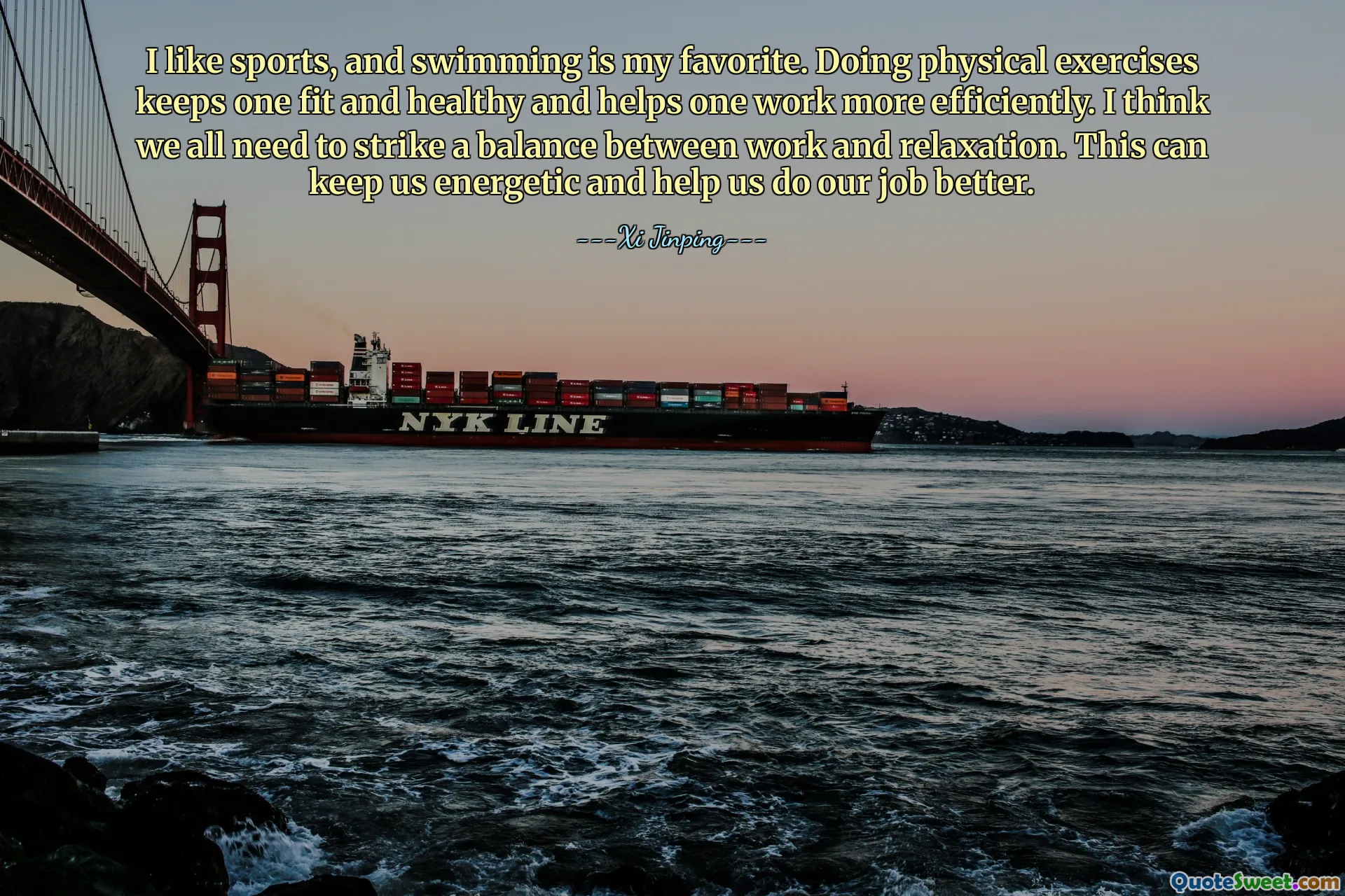 मुझे खेल पसंद है और तैराकी मेरी पसंदीदा है। शारीरिक व्यायाम करने से व्यक्ति फिट और स्वस्थ रहता है और उसे अधिक कुशलता से काम करने में मदद मिलती है। मुझे लगता है कि हम सभी को काम और विश्राम के बीच संतुलन बनाने की जरूरत है। यह हमें ऊर्जावान बनाए रख सकता है और हमें अपना काम बेहतर ढंग से करने में मदद कर सकता है।