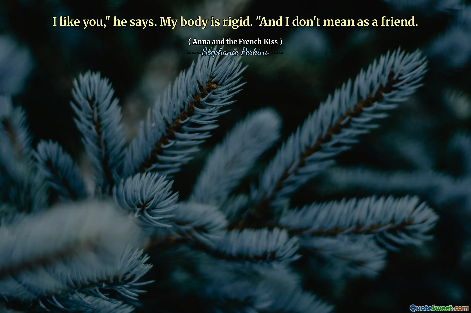 I like you," he says. My body is rigid. "And I don't mean as a friend.