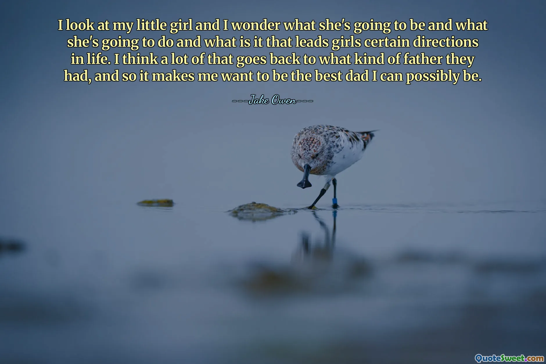 Miro a mi pequeña y me pregunto qué será y qué hará y qué es lo que lleva a las niñas en determinadas direcciones en la vida. Creo que mucho de eso se debe al tipo de padre que tuvieron, por lo que me hace querer ser el mejor padre posible.