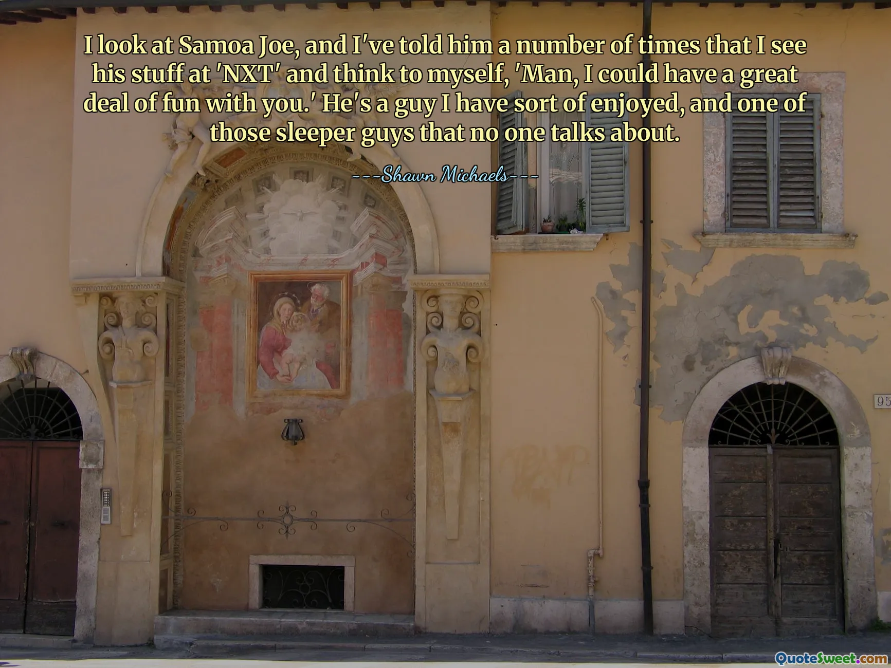 I look at Samoa Joe, and I've told him a number of times that I see his stuff at 'NXT' and think to myself, 'Man, I could have a great deal of fun with you.' He's a guy I have sort of enjoyed, and one of those sleeper guys that no one talks about.